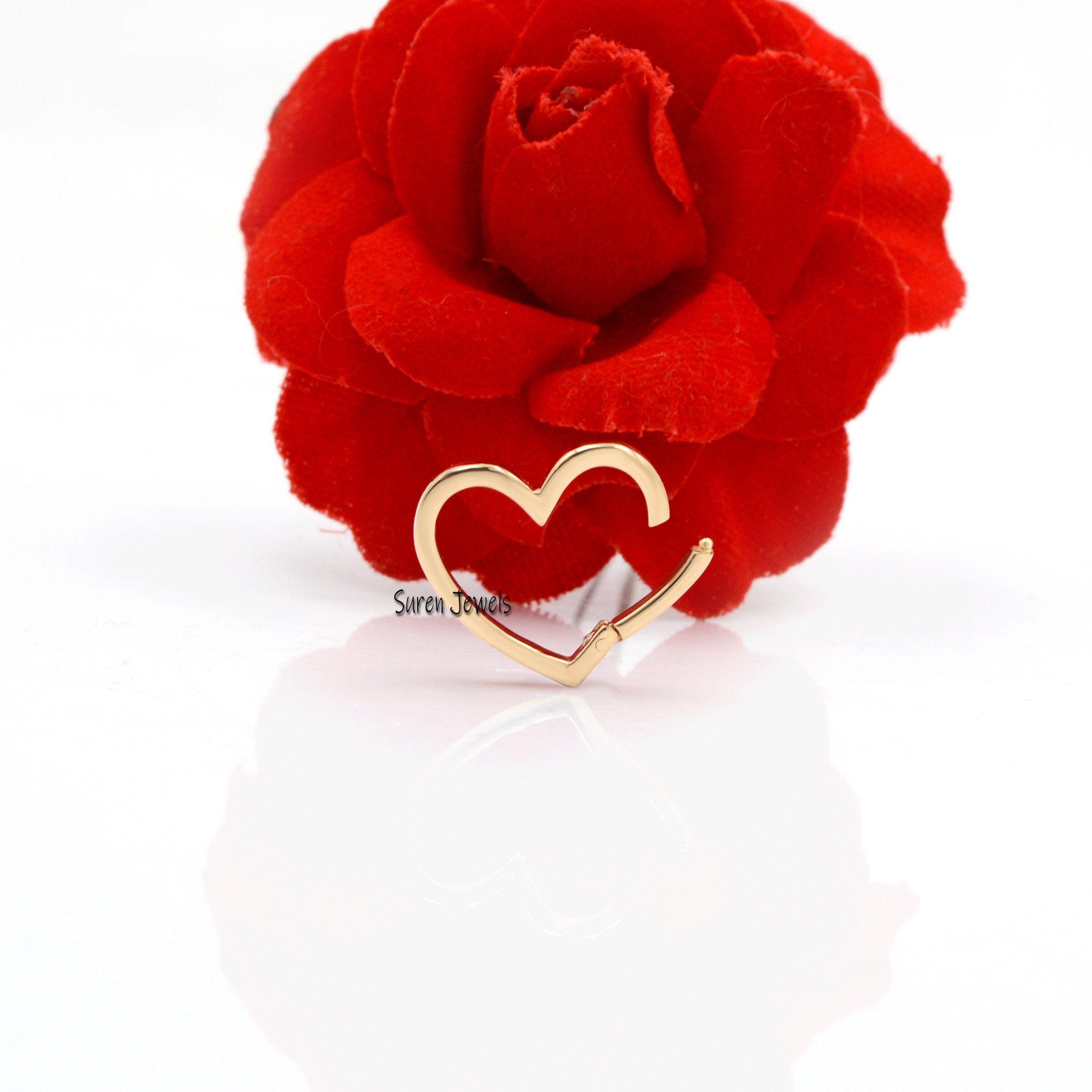 14K Solid Gold Heart Charm Enhancer: Pink Sapphire Gemstone Holder - View 6 - Suren Jewels | SKU: SJP536-SLYGPSP
