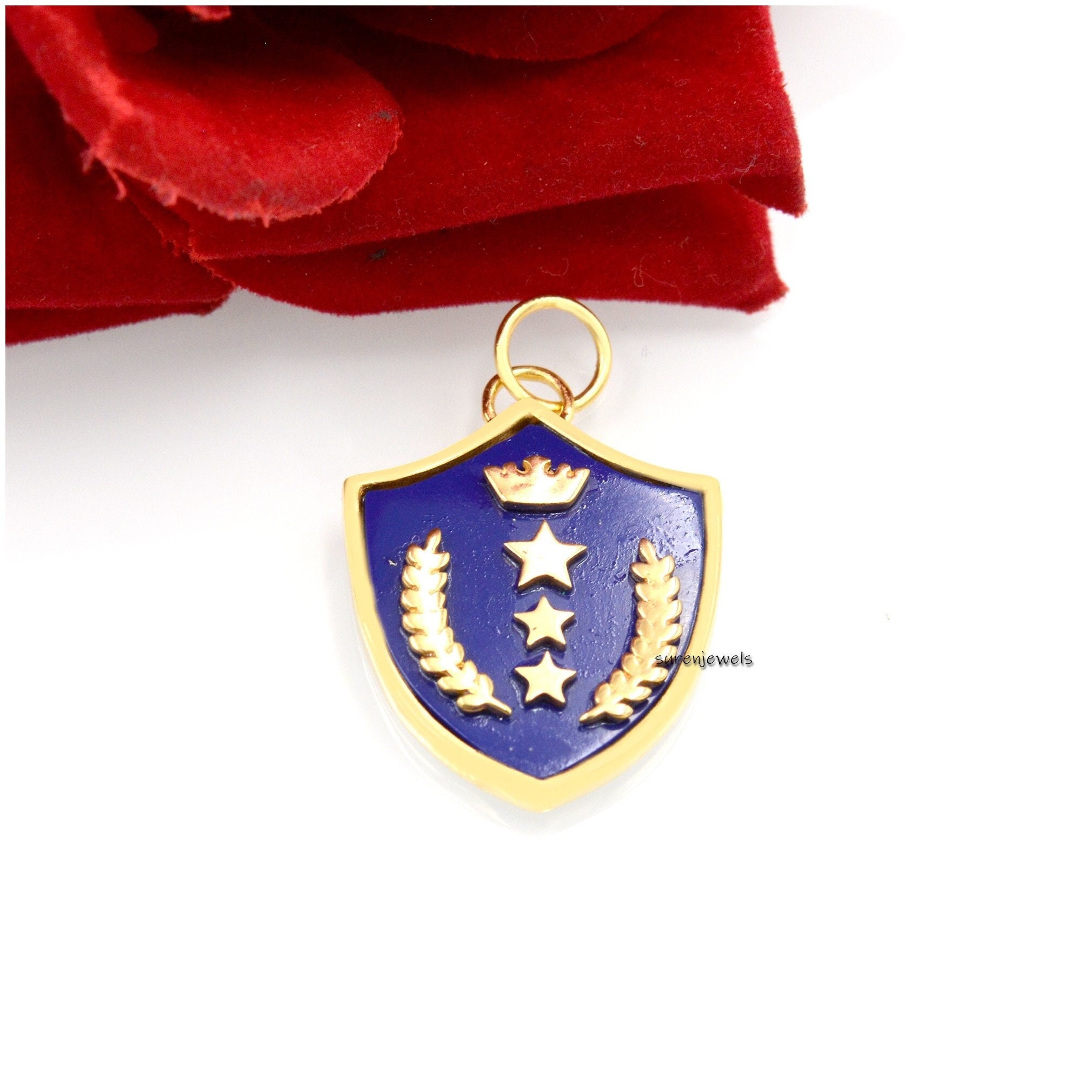 925 Silver Gemstone Shield Pendant: Lapis, Turquoise, Malachite - View 3 - Suren Jewels | SKU: SJP1451-SLYGLPZ