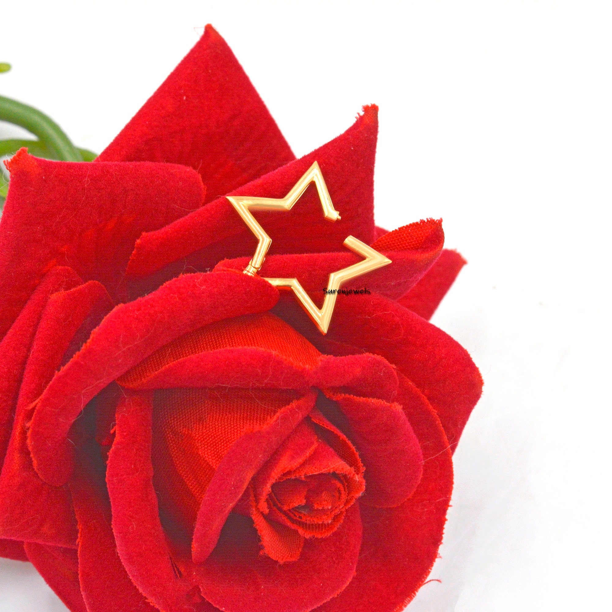 925 Silver Star Enhancer Lock: Handmade Jewelry Link - View 6 - Suren Jewels | SKU: SJP508-SLYG-N47-18I-925