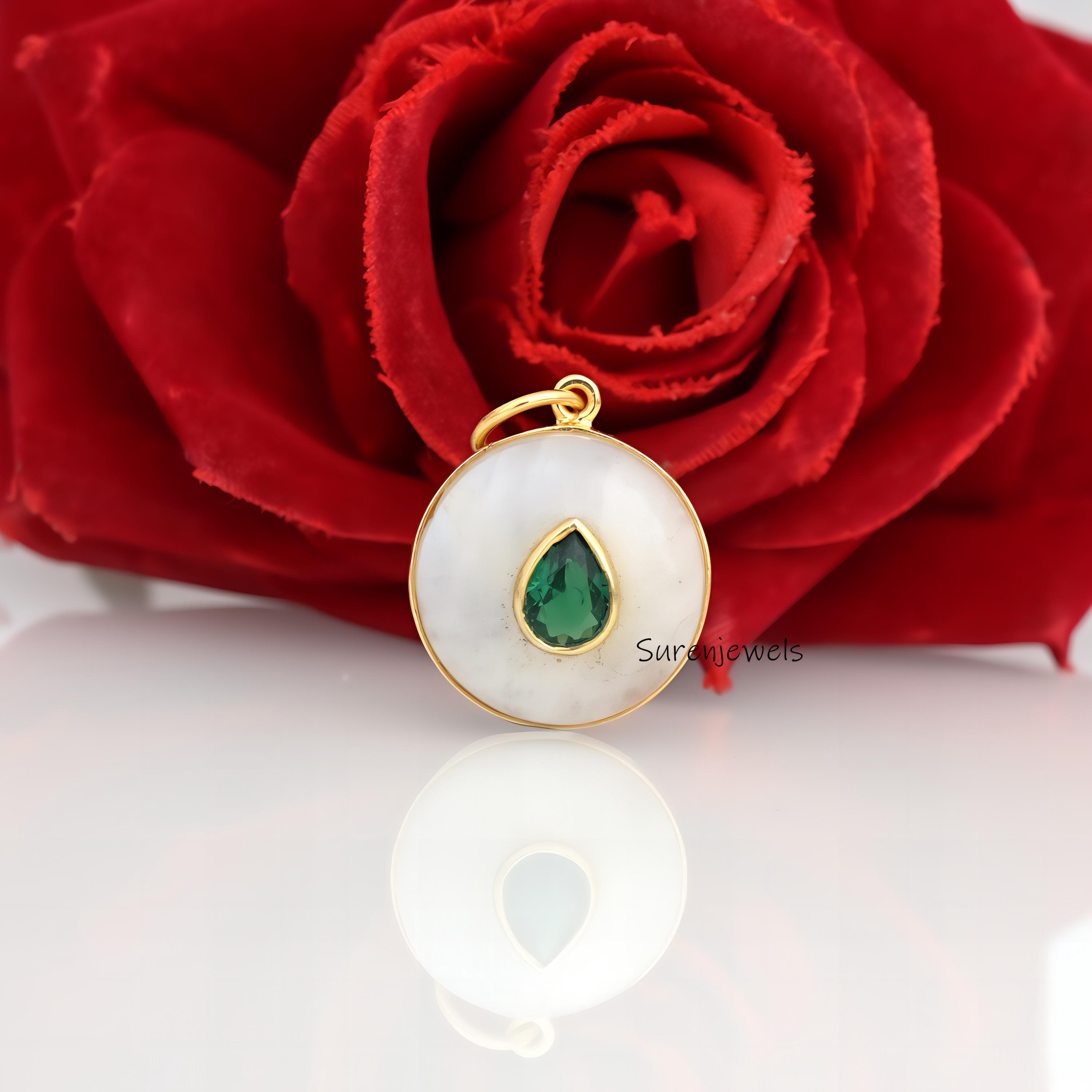 14k Gold Labradorite Ball Pendant: Handmade Gemstone Charm - View 2 - Suren Jewels | SKU: SJP4381-SLYGMSGCZ-25M
