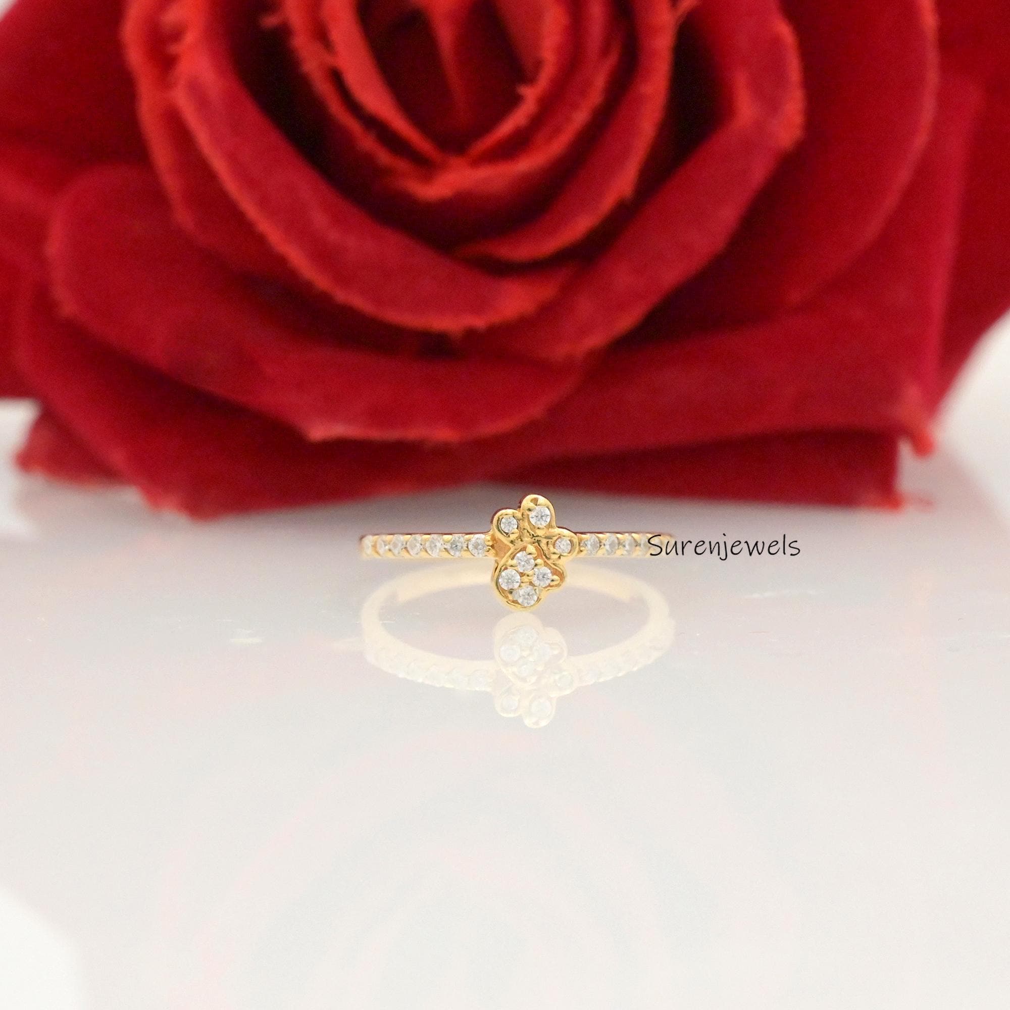 14K Gold Paw Print Ring: CZ Pet Lover Ring - Suren Jewels | SKU: SJR2804-SLYGBSP-US-5