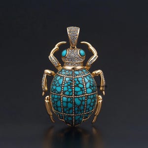 14k Gold Gemstone Egyptian Beetle Pendant, Gemstone Scarab Jewelry, Hand Carving Scarab Charm, Carved Scarab Pendant, Scarab Amulet Pendant