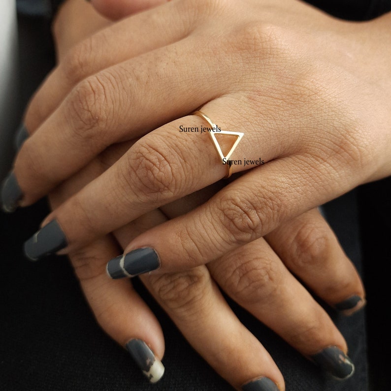 Solid Gold Triangle Ring Gold Triangle Geometric Ring 14K Gold Triangle Ring 14k Gold Dainty Triangle Ring 14K Minimalist Triangle Ring