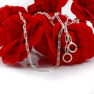 925 Silver Paperclip Chain: Oval Link Carabiner Lock