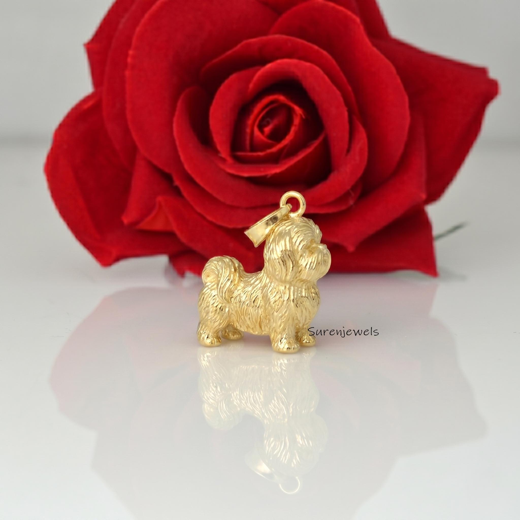 14k Gold Shih Tzu pendant, Silver Shih Tzu Pendant, Shih Tzu Dog Jewelry, Dainty Shih Tzu Jewelry, Minimalist Dog Charm, Desi