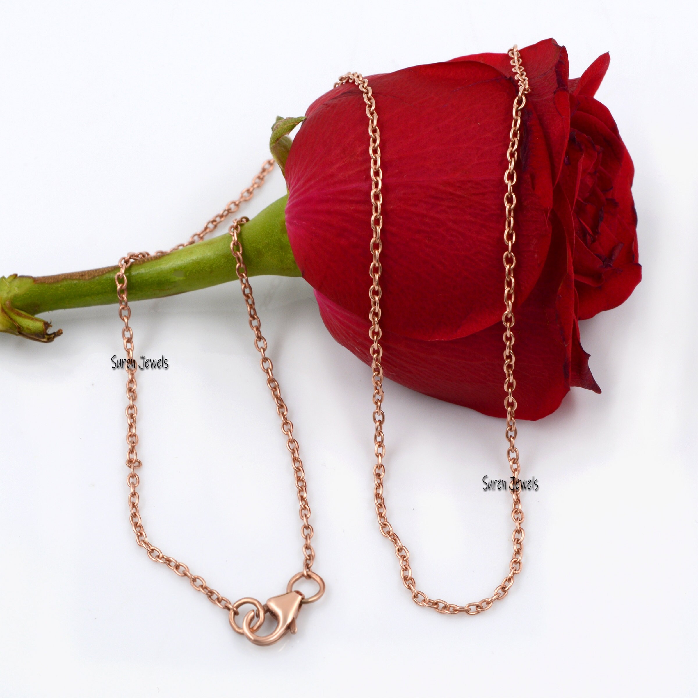 925 Sterling Silver Rolo Link Chain Necklace with Lobster Clasp - View 2 - Suren Jewels | SKU: SJN41/ G19-SLYG
