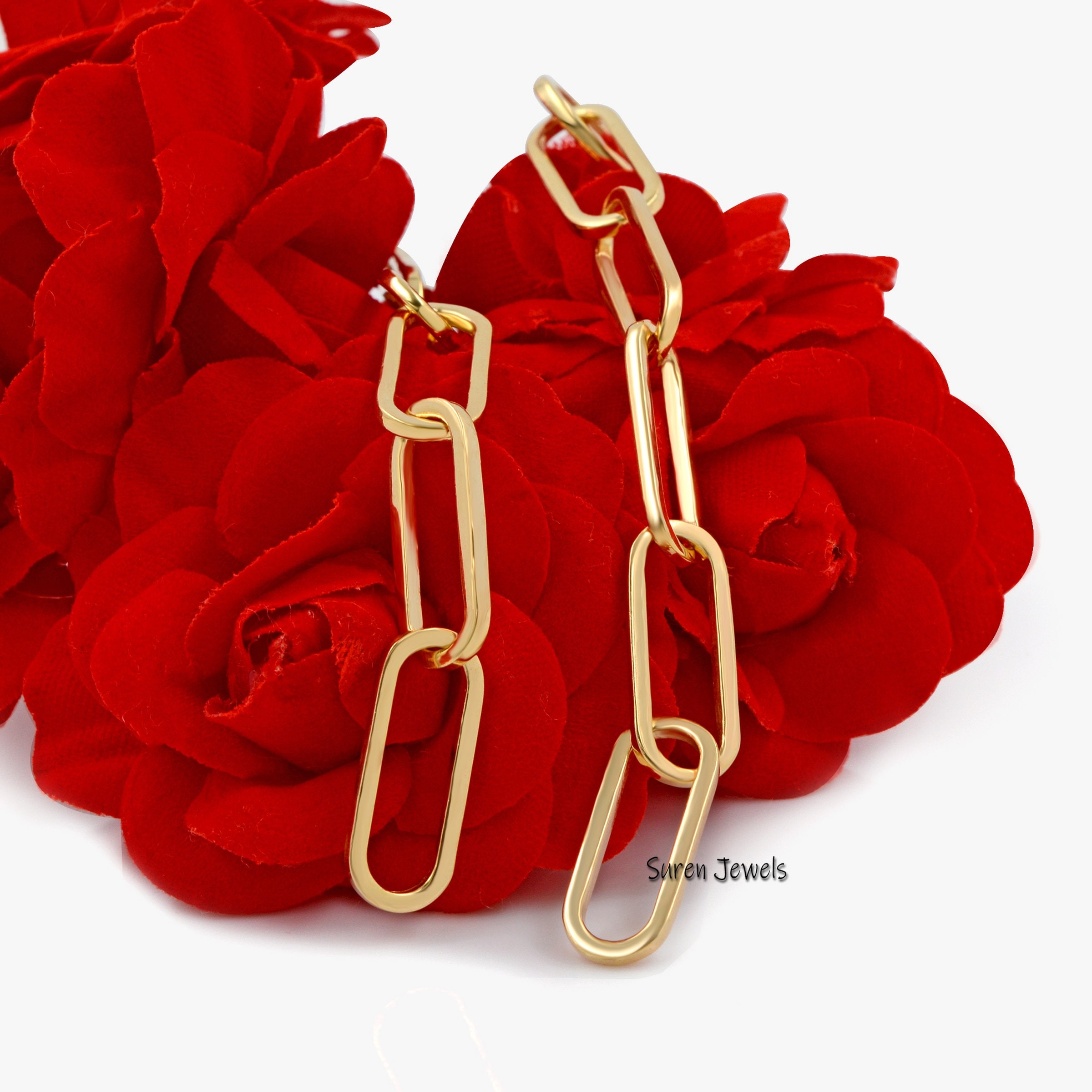 925 Sterling Silver Paperclip Chain: Oval Link Carabiner Necklace - Suren Jewels | SKU: SJN261/G1-SLNS-19.7M-18I