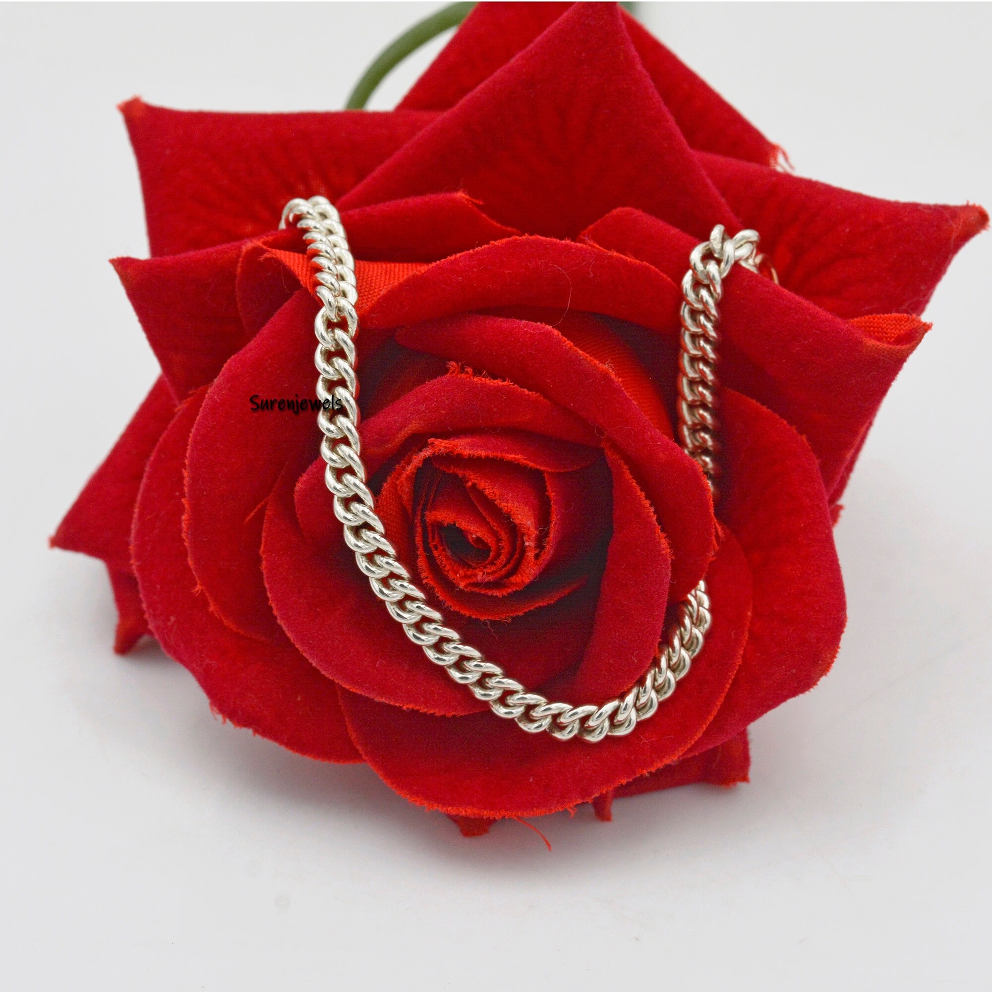 5mm Curb Chain Bracelet Jewelry - View 3 - Suren Jewels | SKU: SJA531-SLNSYG-7I