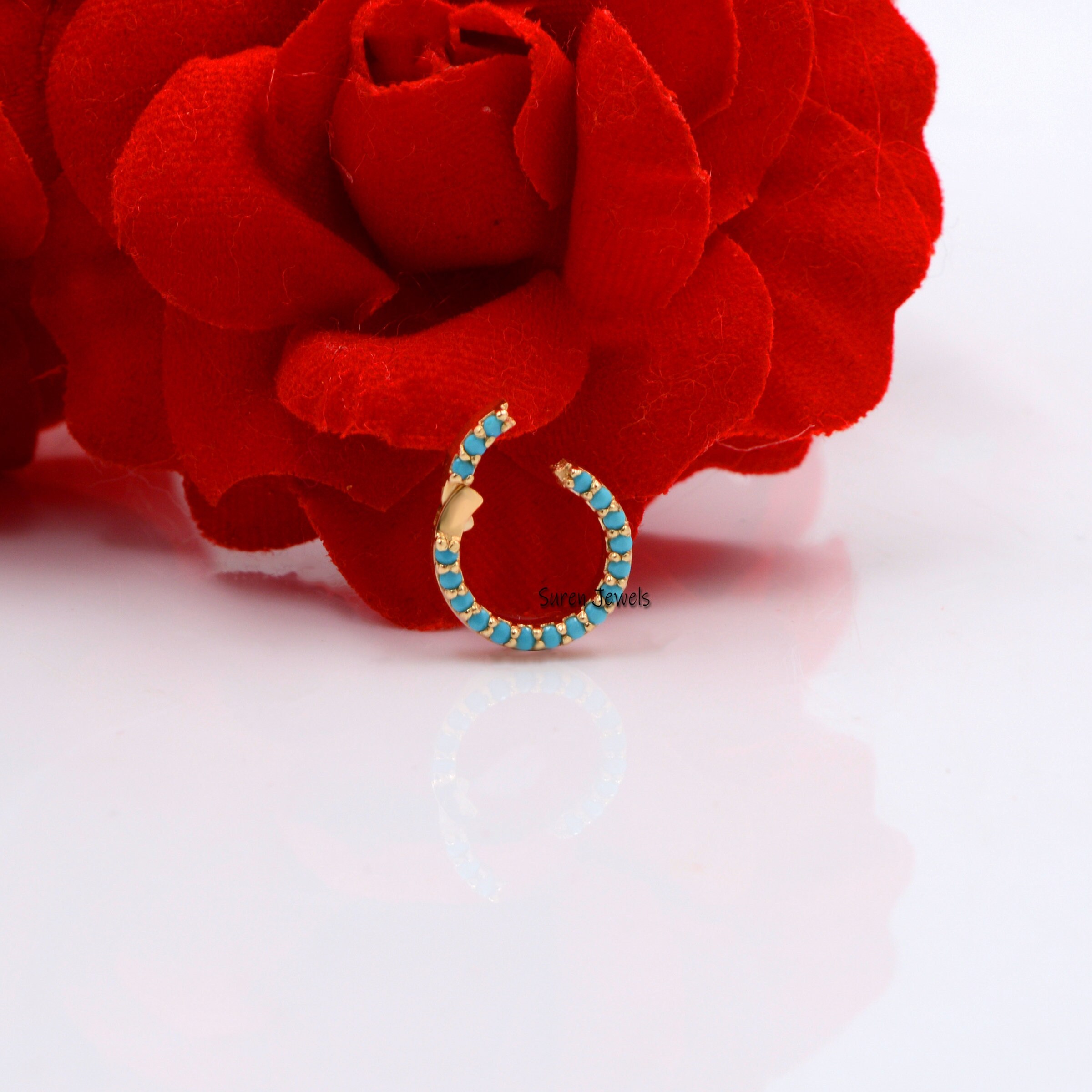 14K Gold Diamond Pave Circle Connector: 10mm Charm Enhancer - View 4 - Suren Jewels | SKU: SJf119-10MM