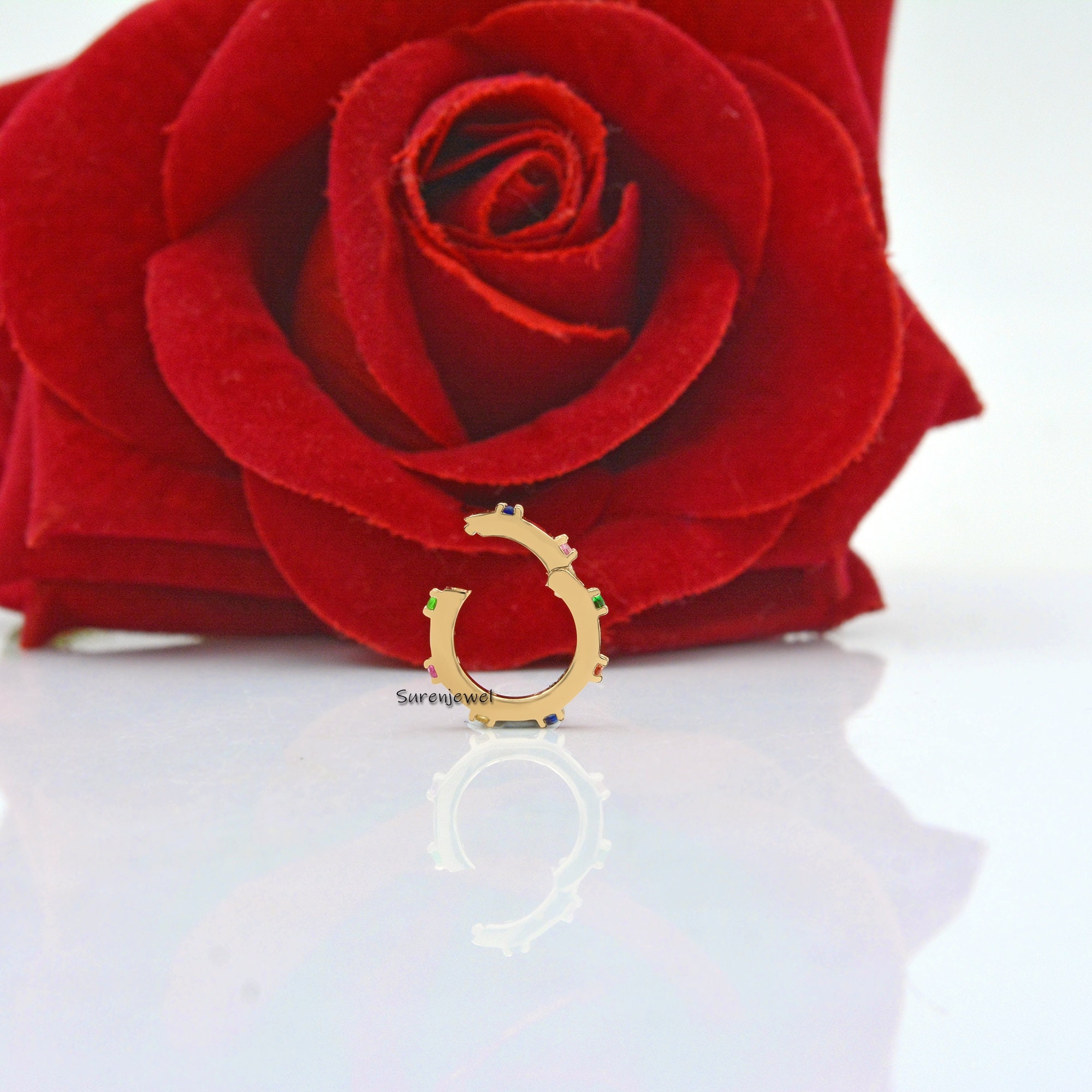 14k Gold Turquoise Charm Enhancer: Round Charm Lock - View 6 - Suren Jewels | SKU: SJP529-14KYGTQ-12M