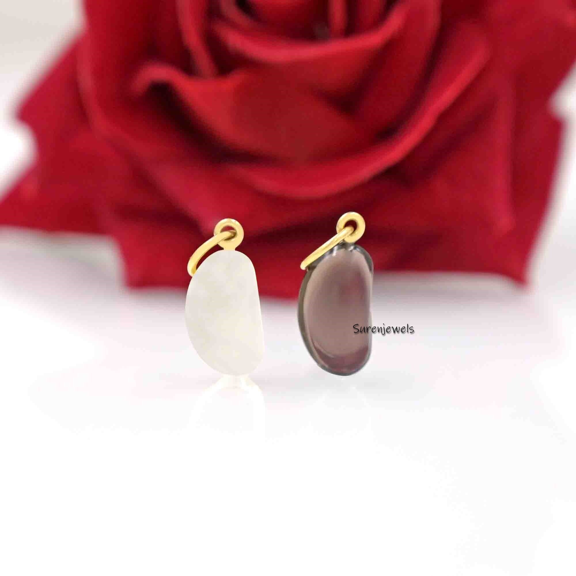Gemstone Lucky Bean Charm: Carnelian Pendant Jewelry - View 2 - Suren Jewels | SKU: SJP1479-9KYGBO