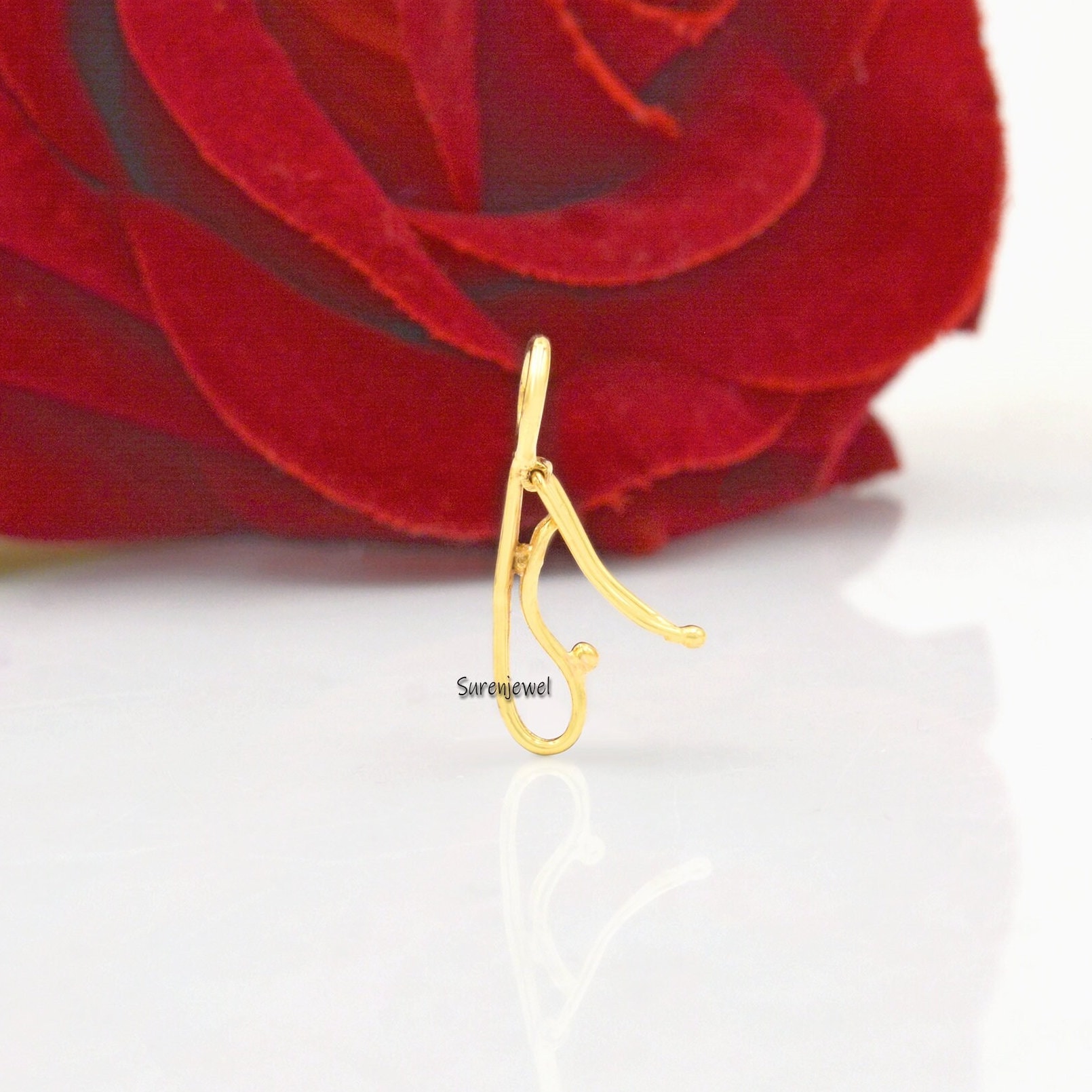 14k Solid Gold Multi Charm Pendant Enhancer: Carabiner Lock Connector - View 7 - Suren Jewels | SKU: SJF213-SLYG