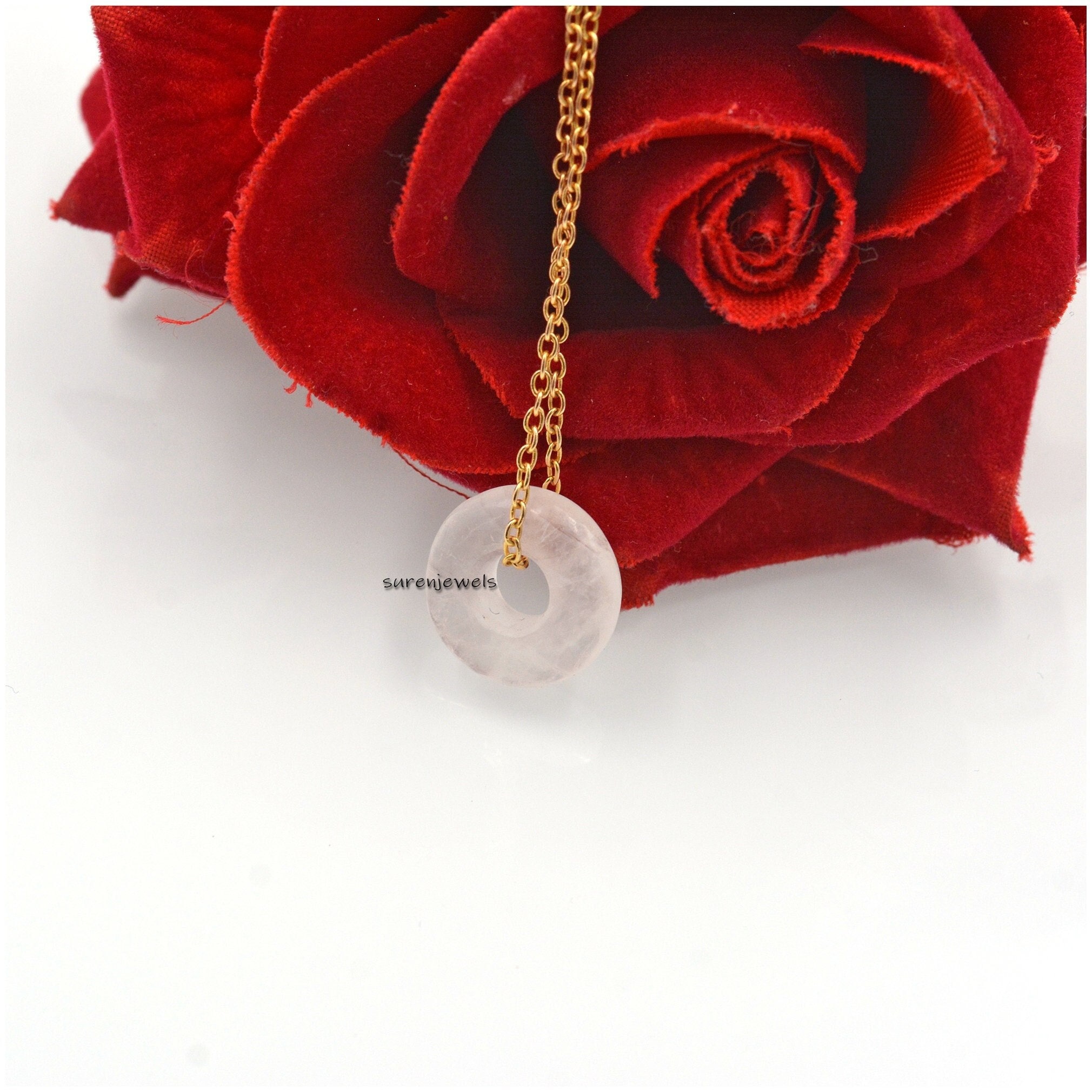 Jadeite Donut Pendant: Gemstone Circle Jewelry - View 2 - Suren Jewels | SKU: SJP1500