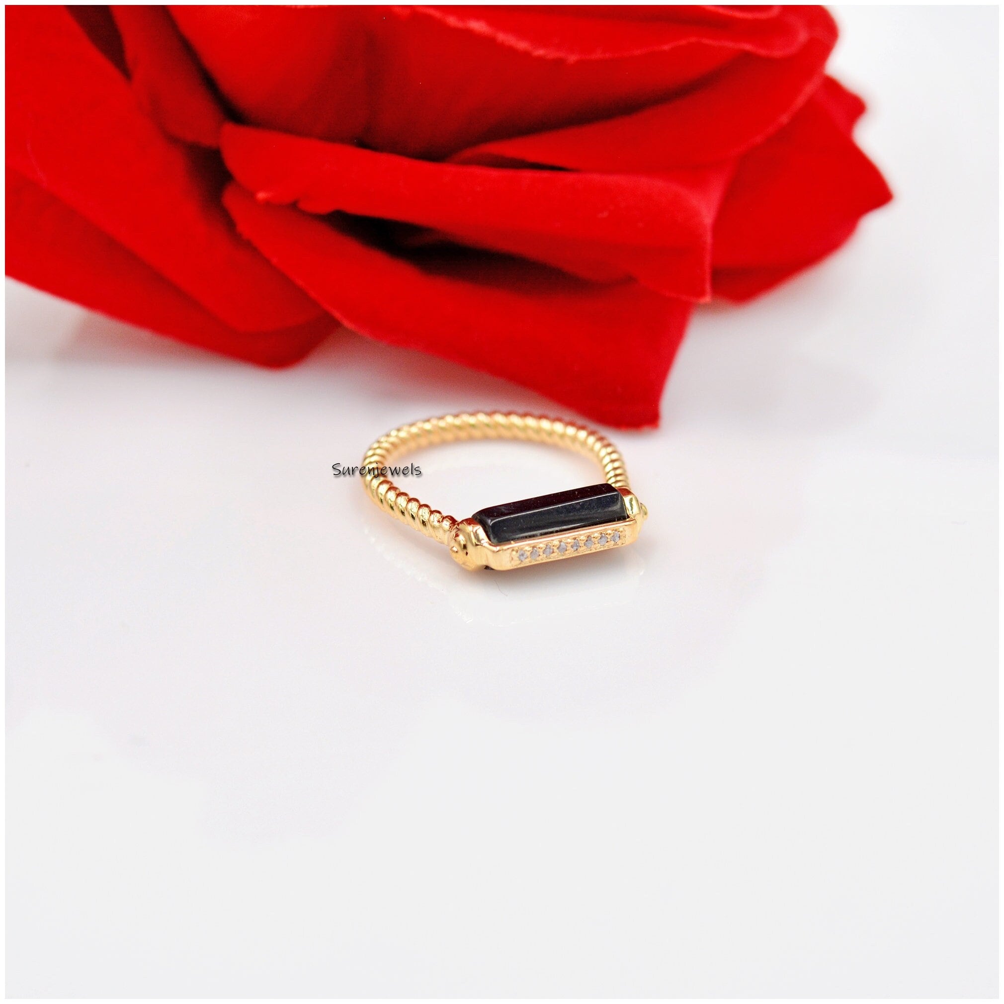 Black Spinel 925 Silver Ring: Dainty Gemstone Jewelry - Suren Jewels | SKU: SJR993-SLYGBSCZ-US-7