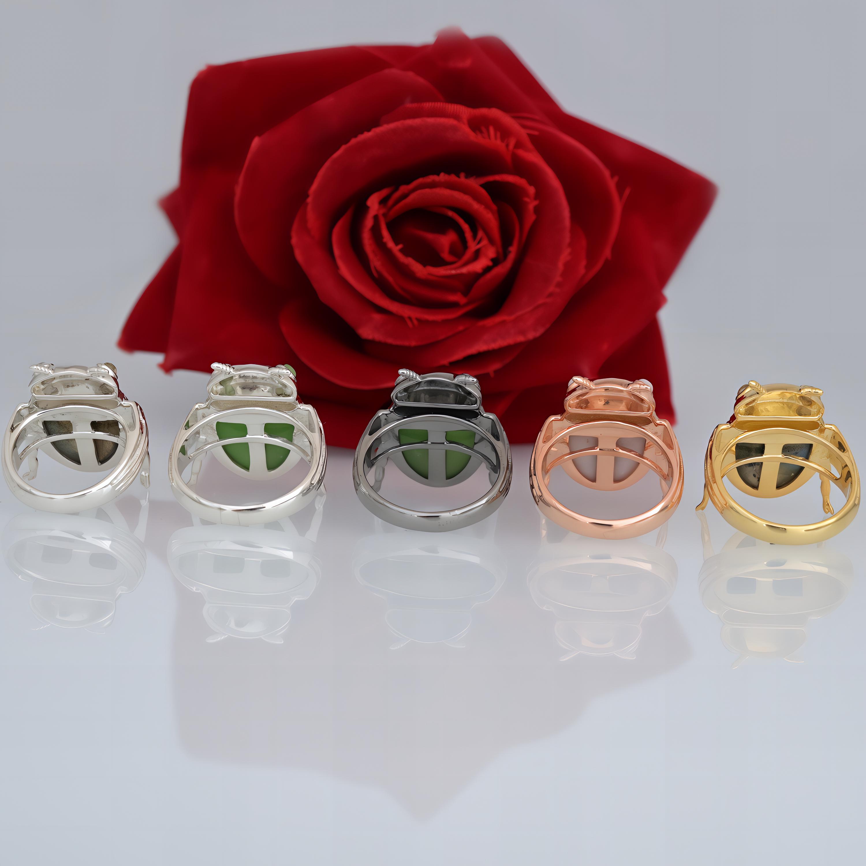 14k Gold Gemstone Scarab Beetle Ring: Egypt-Inspired Lucky Jewelry - View 5 - Suren Jewels | SKU: SJR2756-SLWGMSLB-US-8,SJR,S