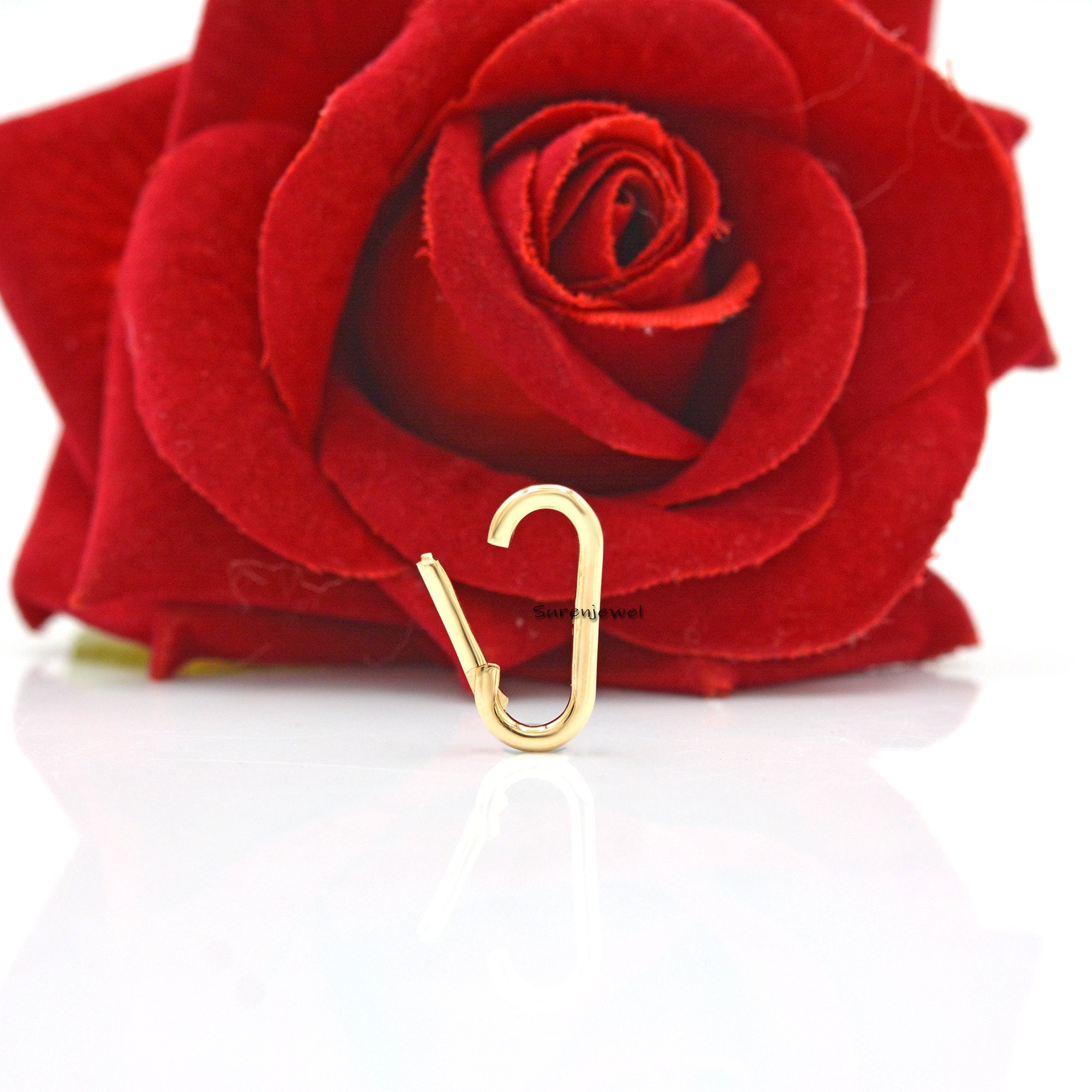 9K Yellow Gold Charm Enhancer: Diamond Lock Pendant (20x10mm) - View 2 - Suren Jewels | SKU: SJP575-14KYGBSP