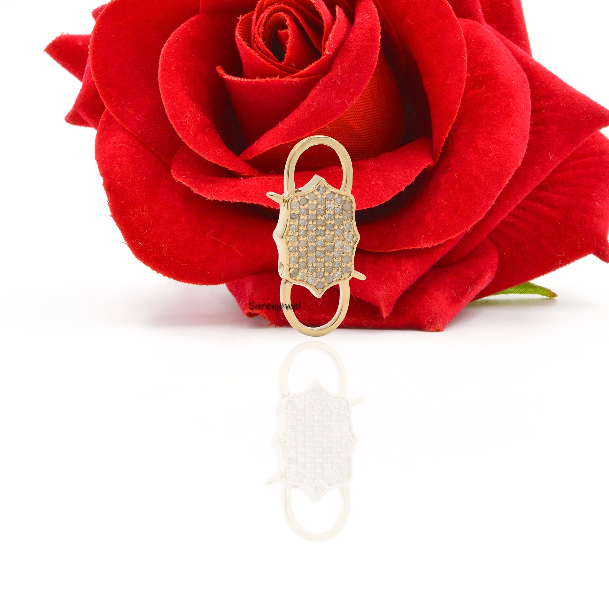9K Gold Diamond Padlock Pendant: Pave Jewelry, 18 inch Chain - View 5 - Suren Jewels | SKU: SJP33-9KYGCZ-N47-18I
