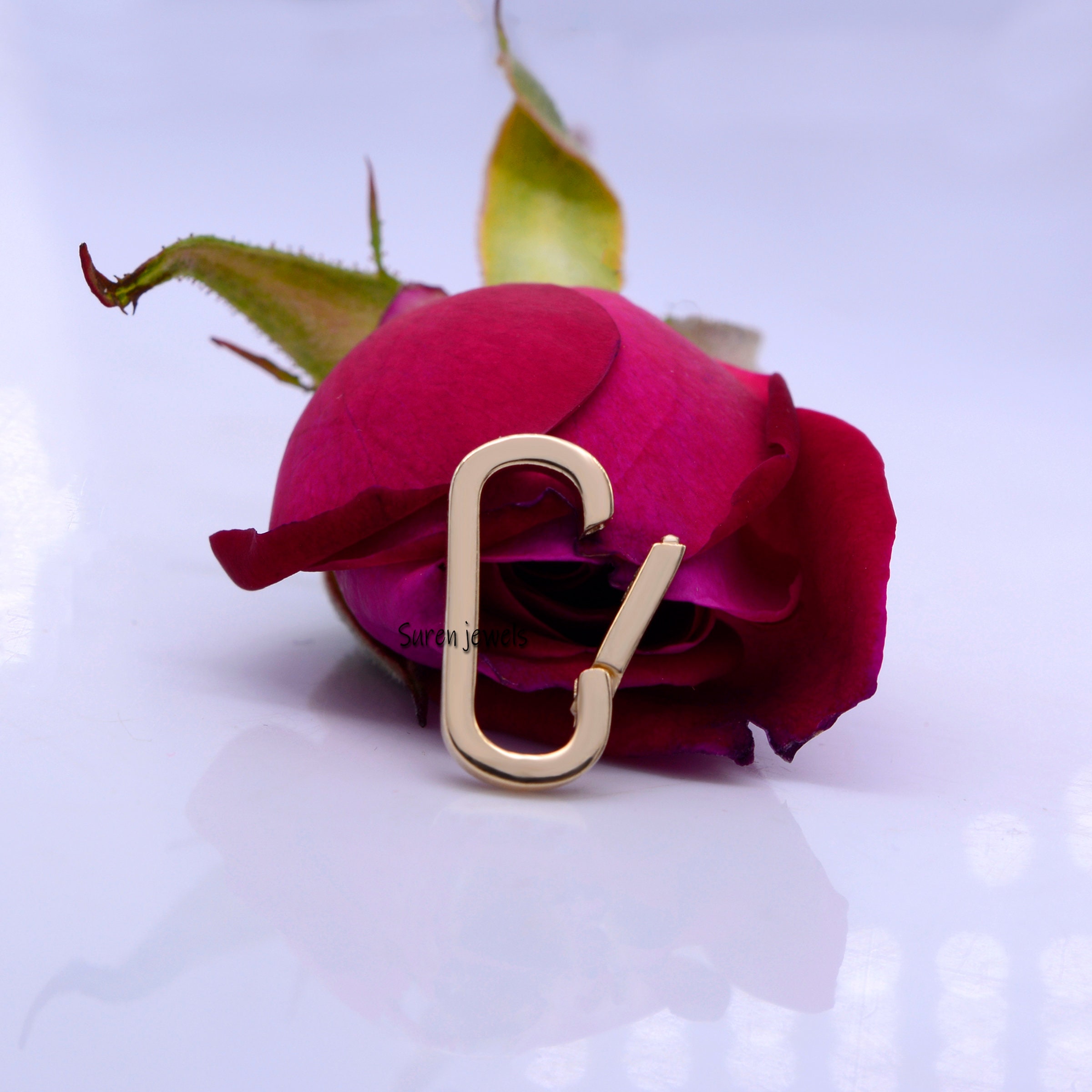 18K Gold Charm Connector Clasp: Pendant Enhancer Hoop Lock - View 6 - Suren Jewels | SKU: SJP451-18KYG-15M,SJP482-18KYG-10M,S