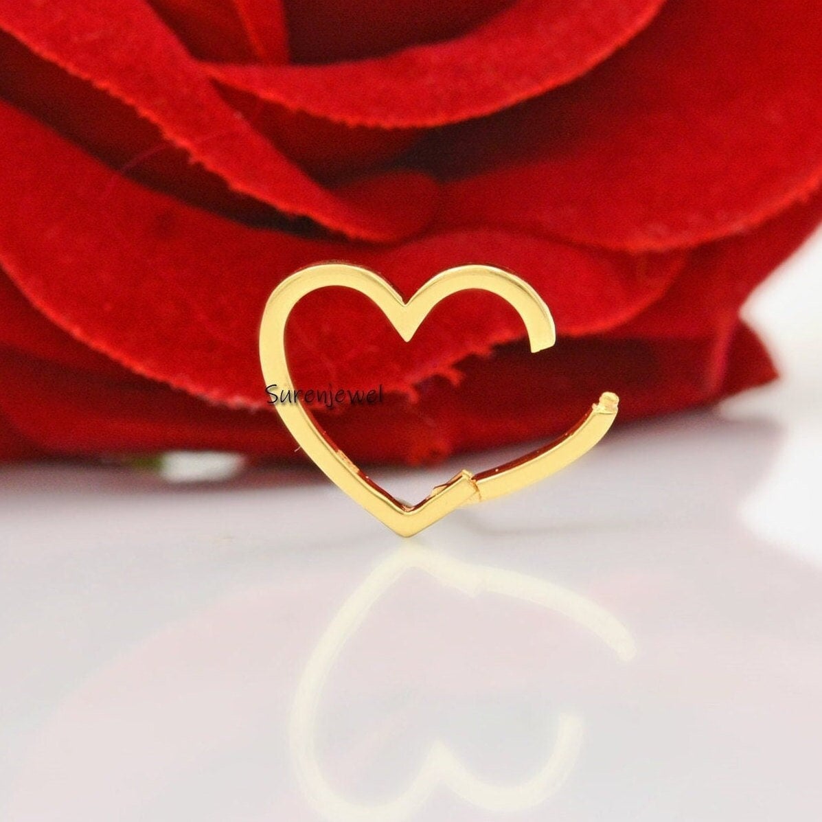 14k Gold Heart Charm Holder: Enhancer Lock (15mm) - Suren Jewels | SKU: SJP536-18KYG-12M