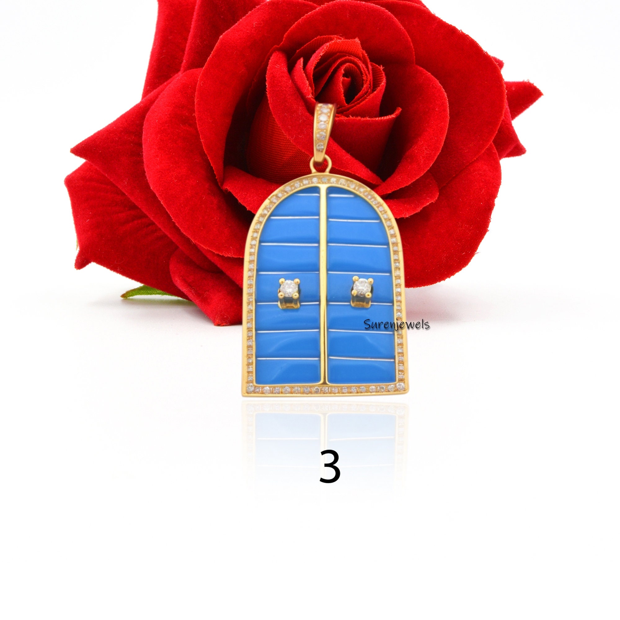 14k Gold Carved Gemstone Pendant: Handmade Vintage Designer Charm - View 5 - Suren Jewels | SKU: SJP2440-SLWGTQMN,SJP4772-SLY