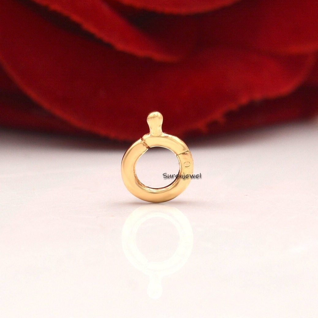 14k Solid Gold Charm Holder Enhancer, 8mm Circle - Suren Jewels | SKU: SJP887