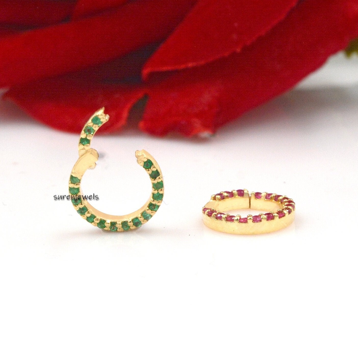 14K Gold Diamond Pave Circle Connector: 10mm Charm Enhancer - View 2 - Suren Jewels | SKU: SJf119-10MM