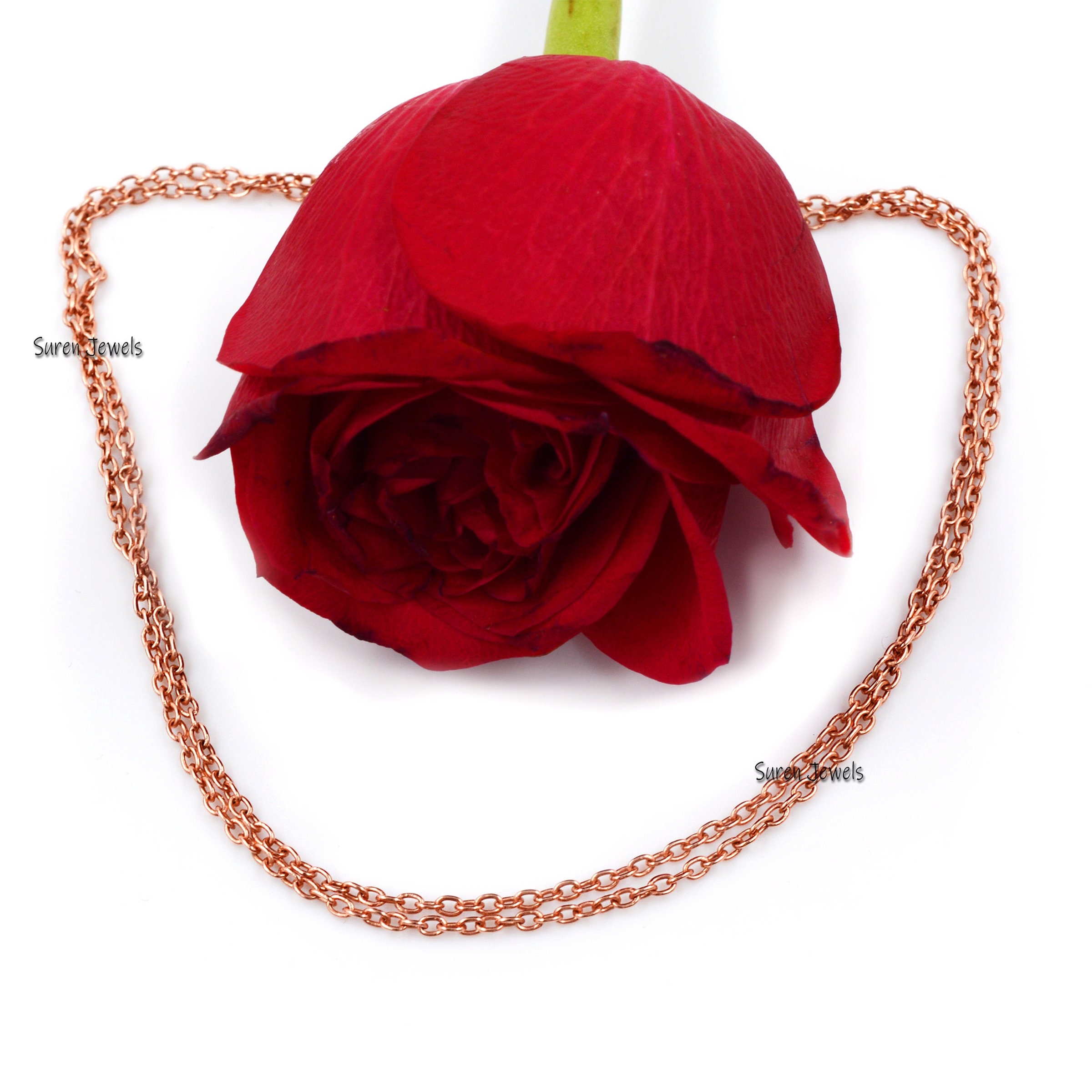 925 Sterling Silver Rolo Link Chain Necklace with Lobster Clasp - View 5 - Suren Jewels | SKU: SJN41/ G19-SLYG