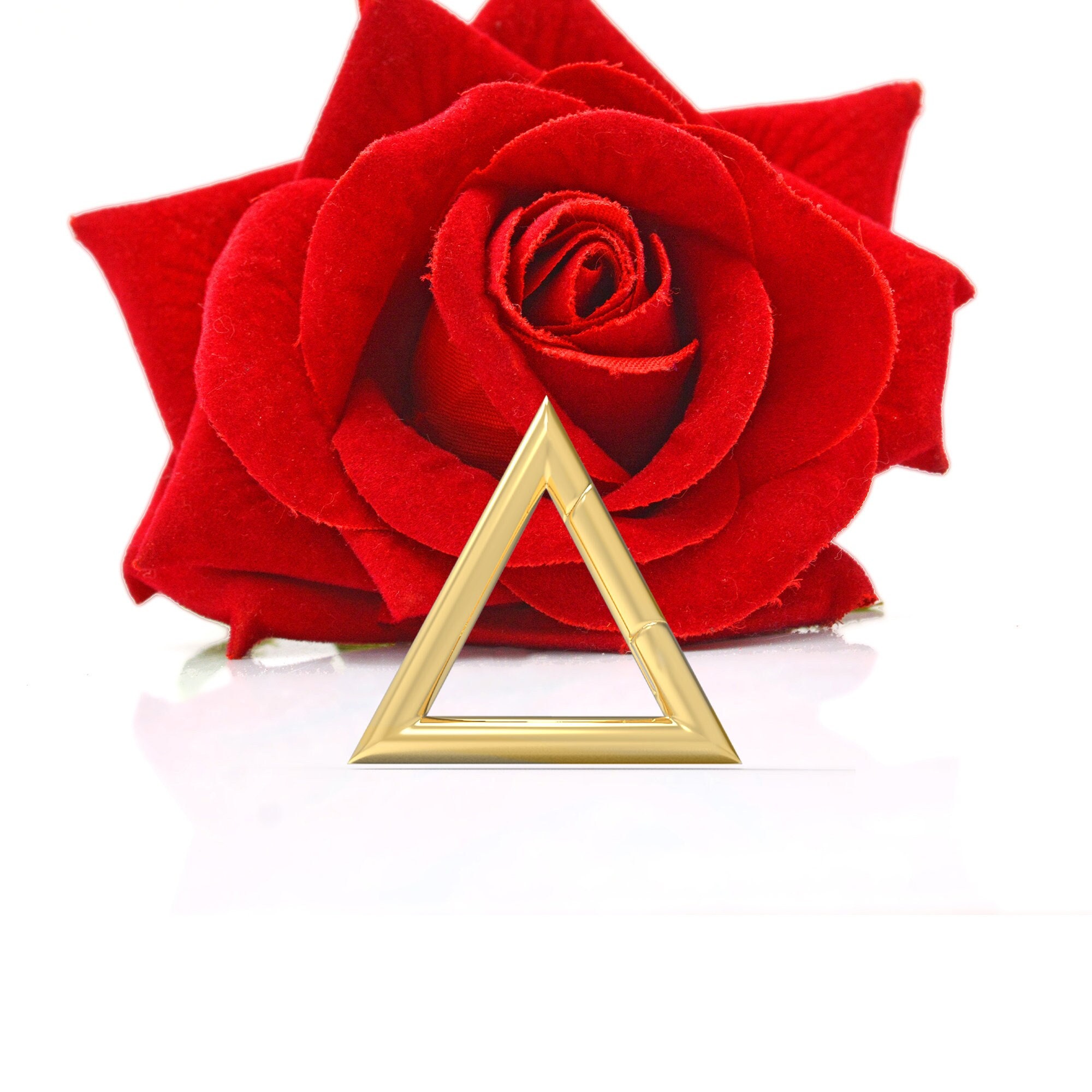 14k Gold Triangle Charm Holder: Snap Lock Pendant, 15mm - View 2 - Suren Jewels | SKU: SJP1316-14KYG-15M