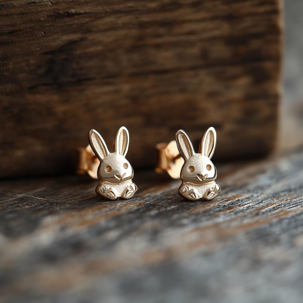 Sterling Silver Rabbit Stud Earrings, Animal Jewelry Gift - Suren Jewels | SKU: SJE
