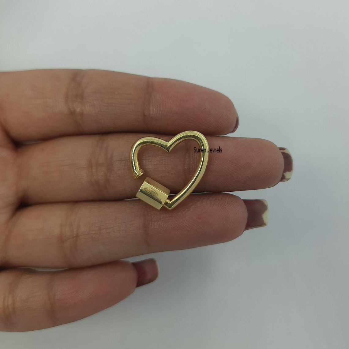 14K Gold Heart Carabiner 14K Heart Carabiner Lock Gold Etsy