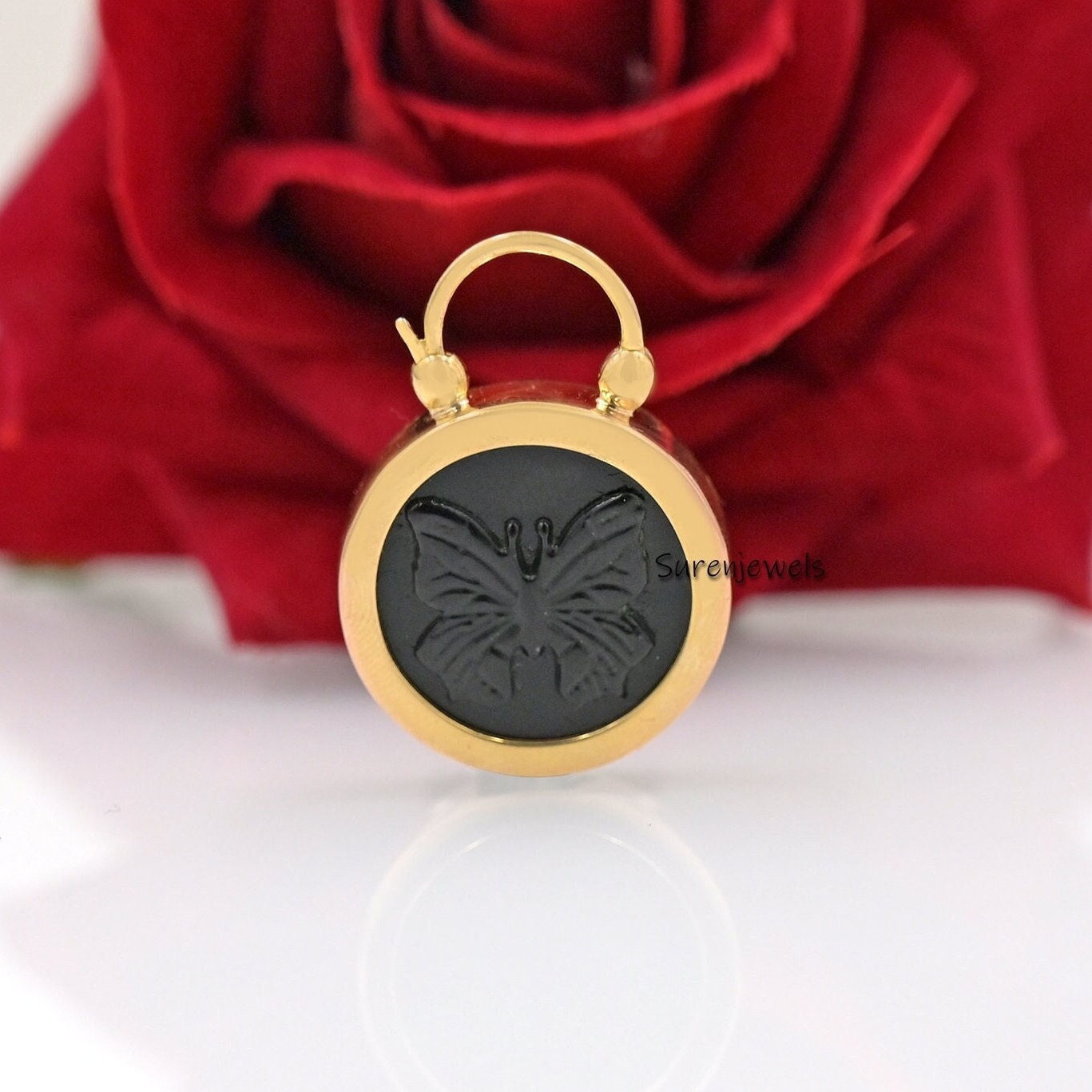 Gemstone Padlock Pendant, Handmade Designer Padlock - View 2 - Suren Jewels | SKU: SJP1624-SLYGAZ-35M