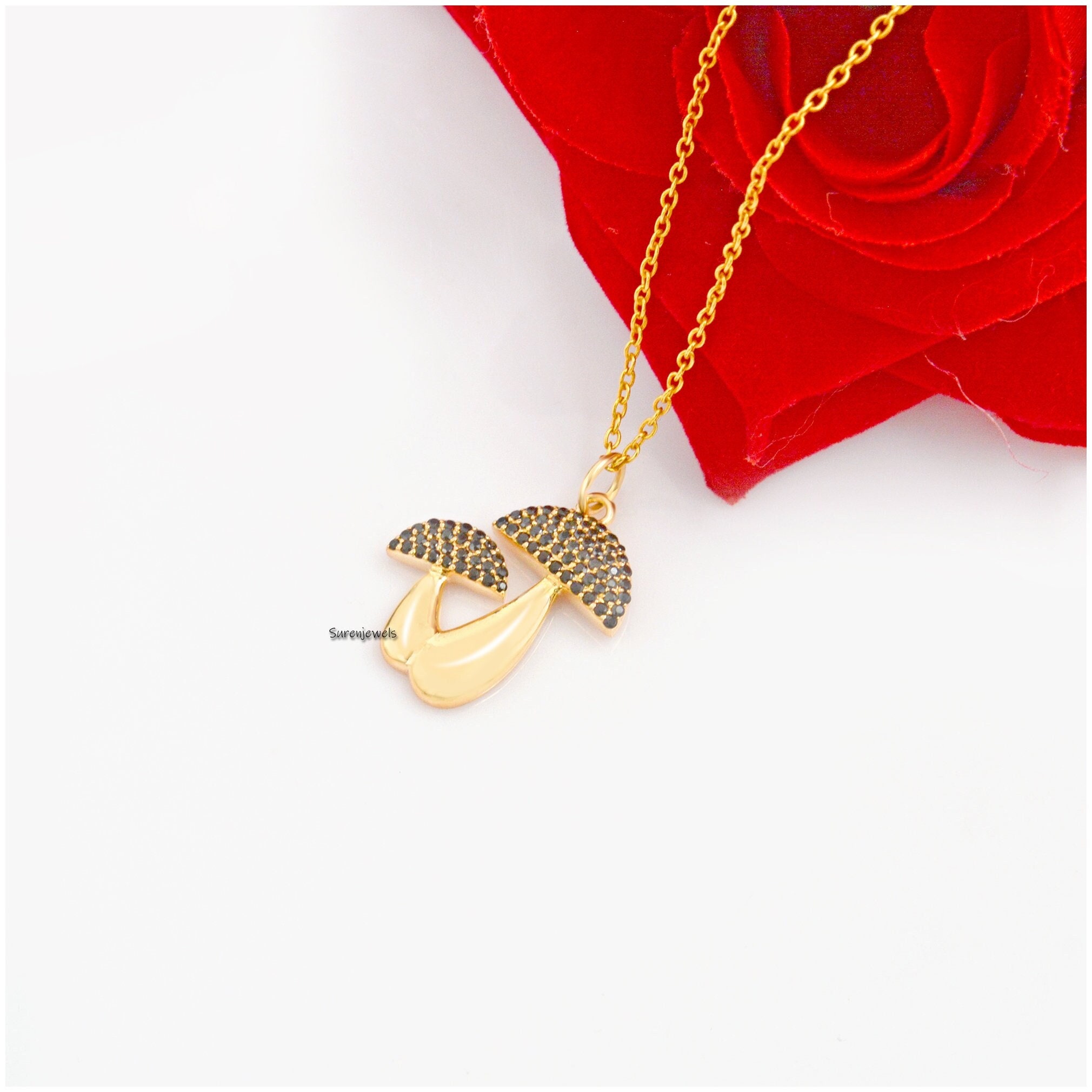 14K Gold Diamond Mushroom Pendant: Pave Magic Jewelry - Suren Jewels | SKU: SJP1264-SLYGDI