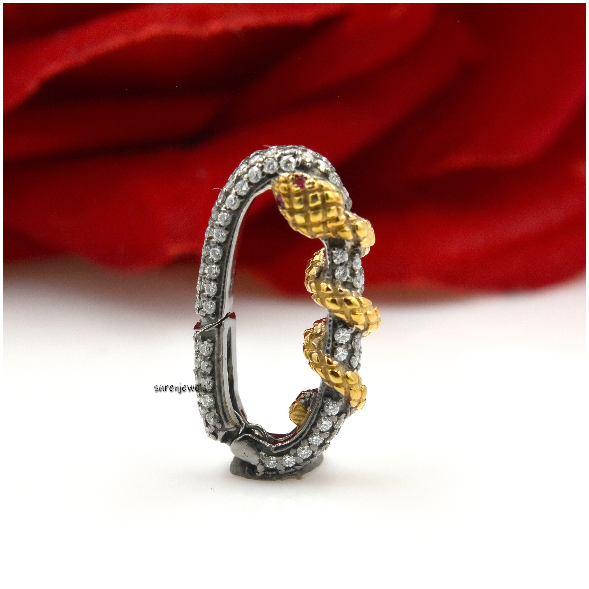 Diamond Snake Charm 14k Gold Enhancer - View 5 - Suren Jewels | SKU: SJP1136-SLRHYGRU-22M