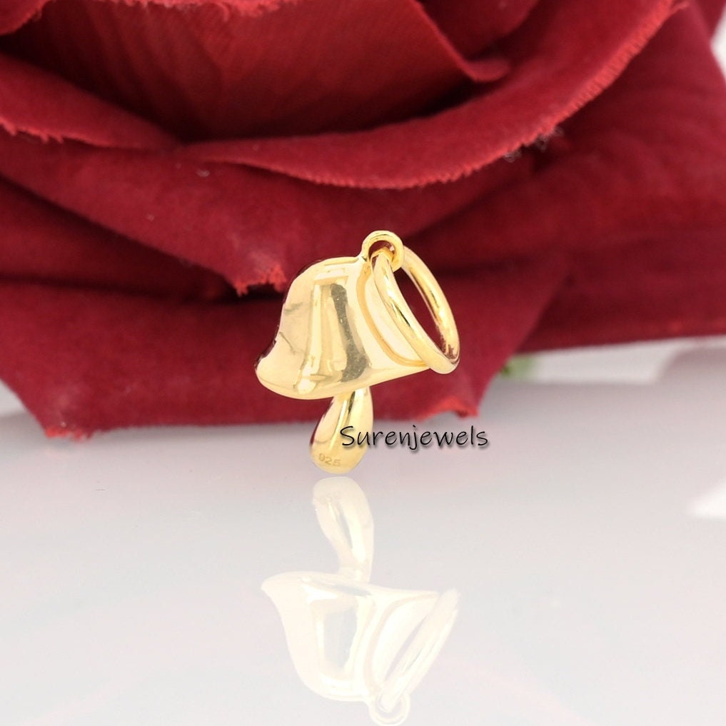 Solid Gold Gemstone Mushroom Pendant: Designer Charm - View 3 - Suren Jewels | SKU: MJM66
