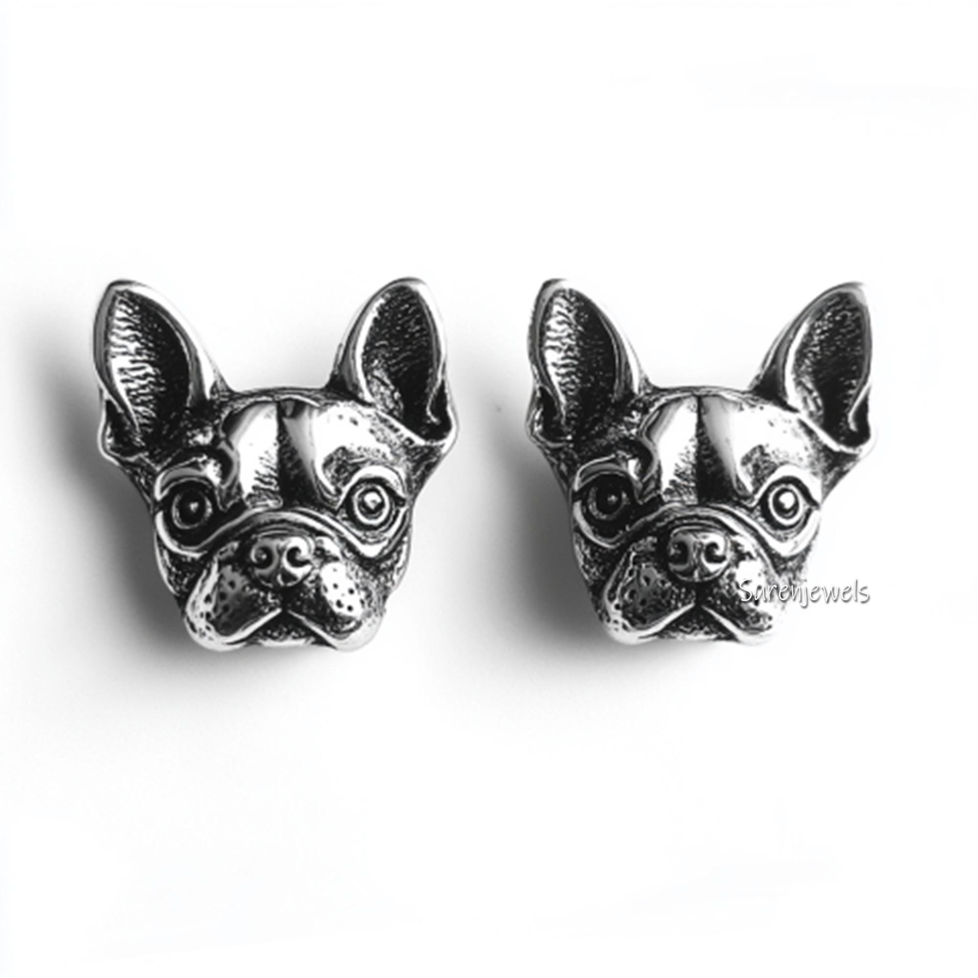14k Gold Boston Terrier Stud Earrings, Animal Jewelry - View 5 - Suren Jewels | SKU: SJE1833-SLYG-10M