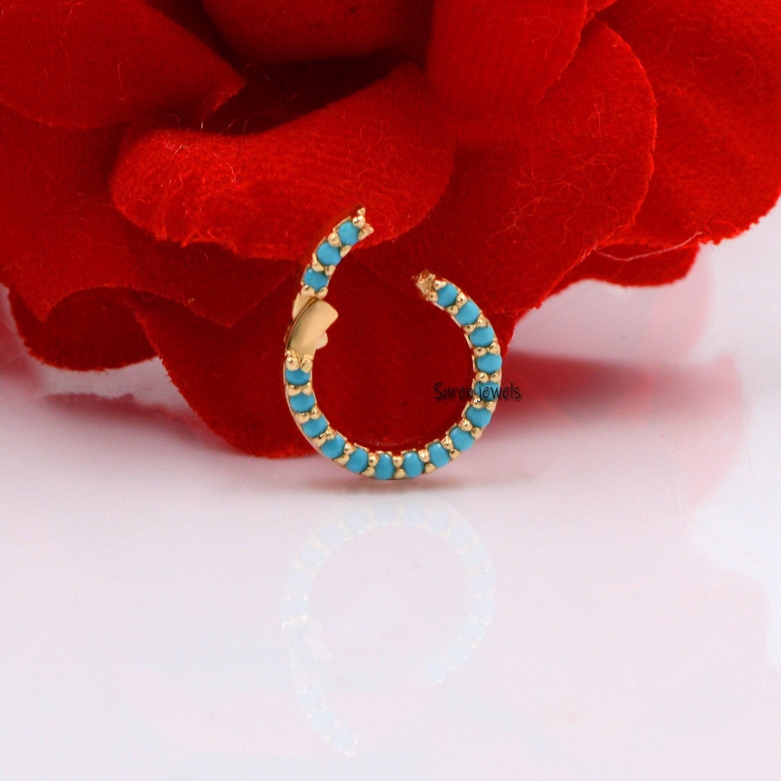 14K Gold Charm Holder: Round Enhancer Link - View 2 - Suren Jewels | SKU: SJF119-14KYGBSP