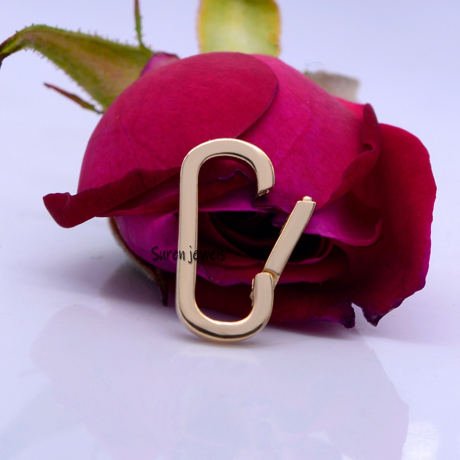 14k Gold Diamond Charm Enhancer: Yellow Gold Paperclip Necklace Holder - View 4 - Suren Jewels | SKU: SJP445-14KYG,SJP718-14K