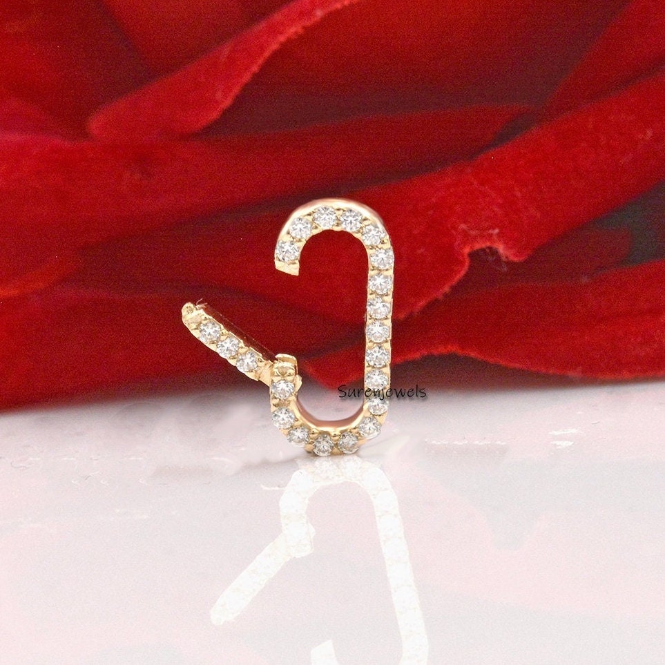14K Gold Turquoise Charm Holder Pendant: Oval Link Lock - View 4 - Suren Jewels | SKU: SJP718