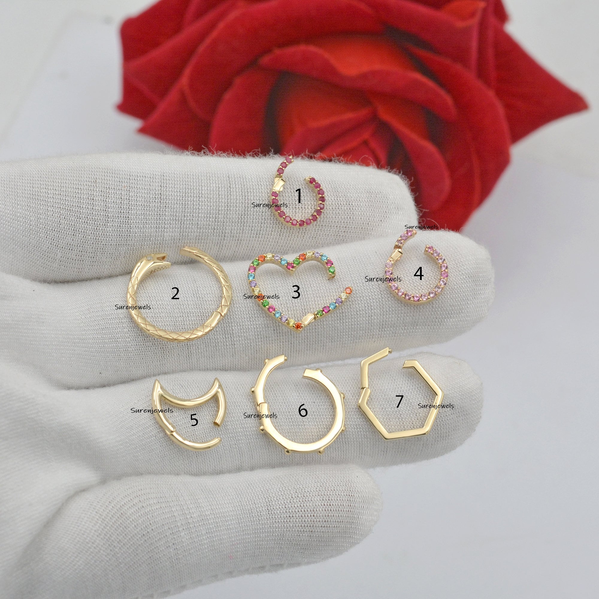 14K Gold Charm Enhancer Holder: Multi-Link Solid Gold - Suren Jewels | SKU: SJF119-14KYGRU,SJP88-14KYGDI,SJP536-14KYGMTCS,SJP
