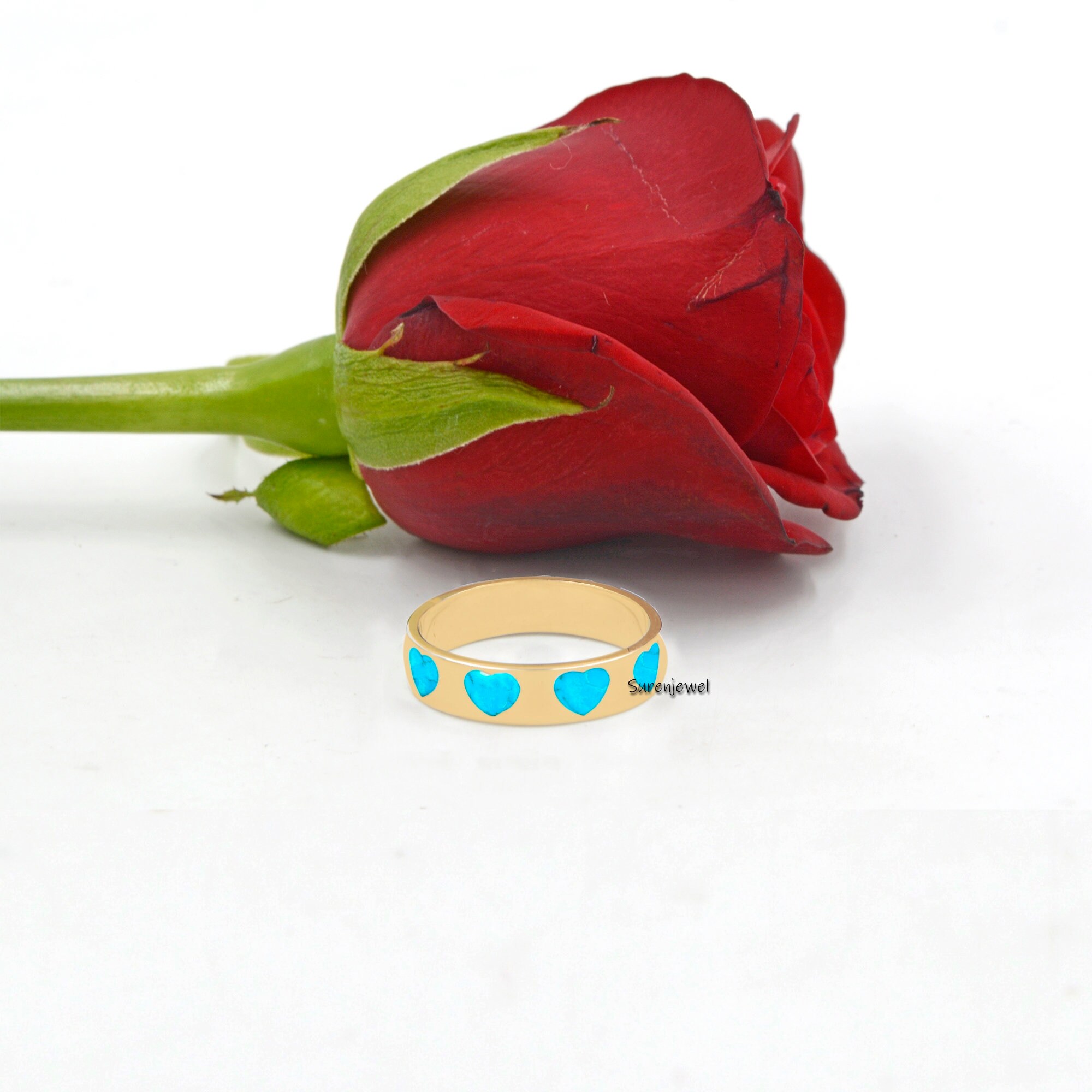 Designer Enamel Heart Ring - 925 Sterling Silver Band - View 3 - Suren Jewels | SKU: SJR694-