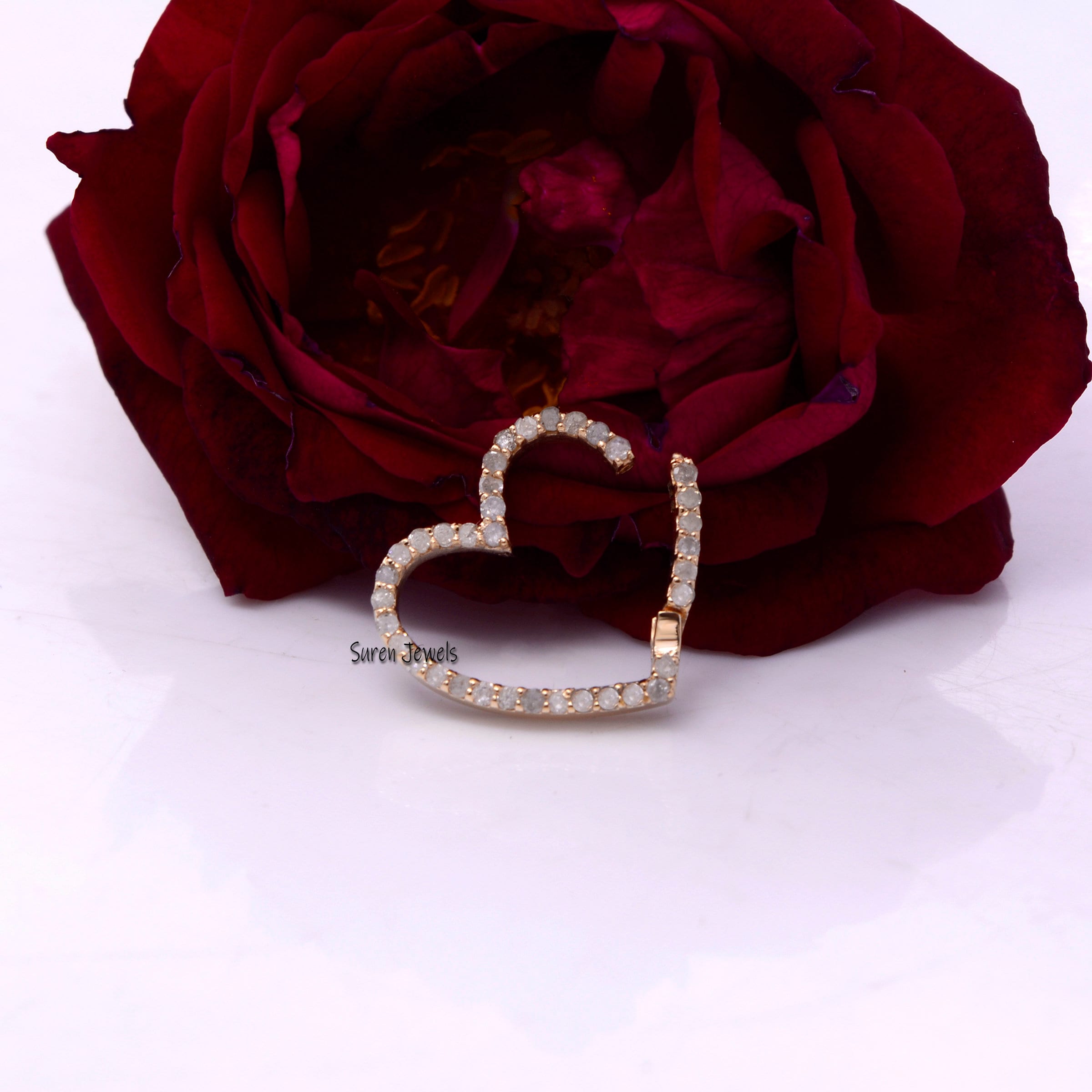9K Gold Charm Holder: Diamond Turquoise Clasp Lock Jewelry - View 3 - Suren Jewels | SKU: SJP536-Suren,SJP718-Suren,SJP447-Su