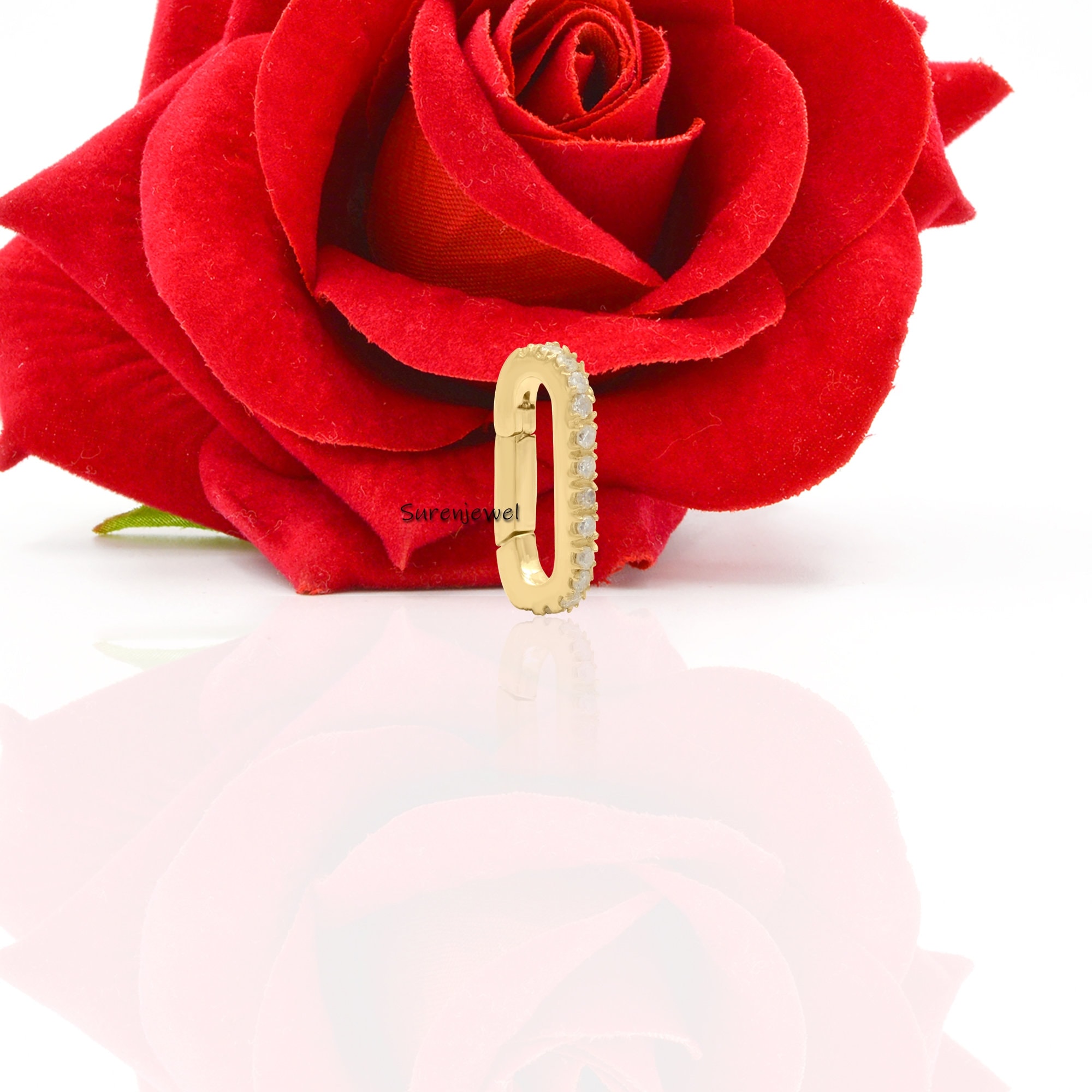 14k Gold Turquoise Charm Holder: Gemstone Clasp Lock - View 6 - Suren Jewels | SKU: SJP858-SLYGTQ