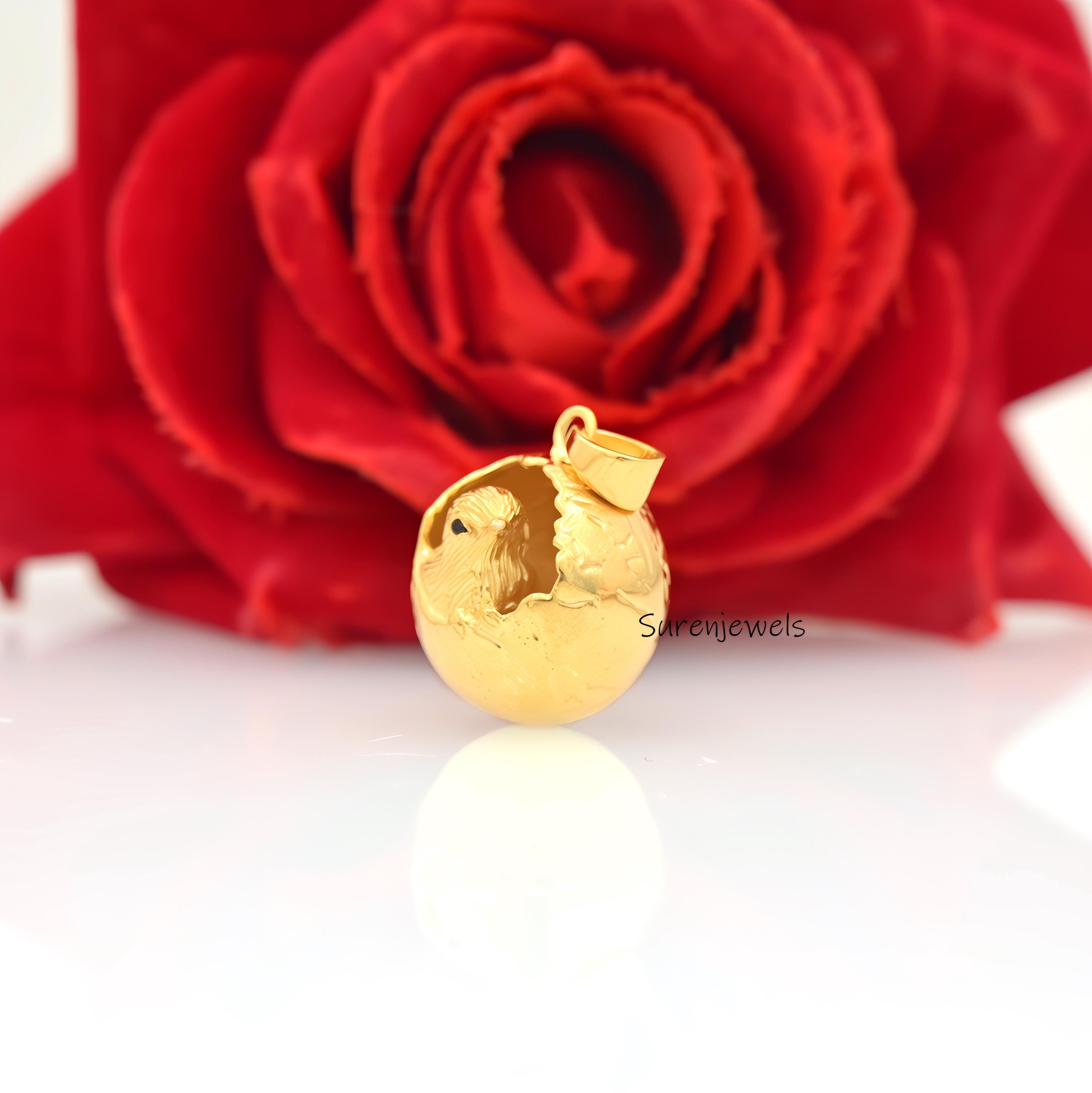 14k Gold Bird Pendant: Gemstone Chick, Designer Animal Jewelry - View 7 - Suren Jewels | SKU: sjp4487,sjp4688