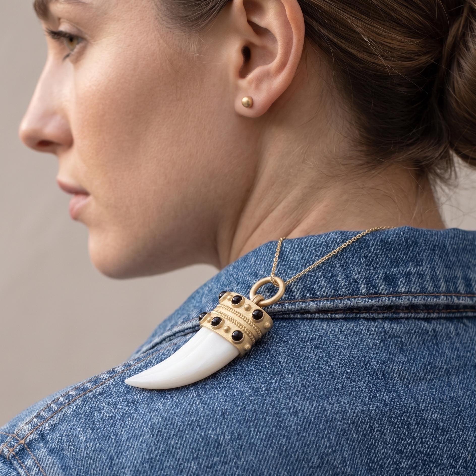 14K Gold Gemstone Horn Pendant, Turquoise Italian Horn Charm, Handmade Horn Charm, Gemstone Cornicello Pendant, Designer Horn