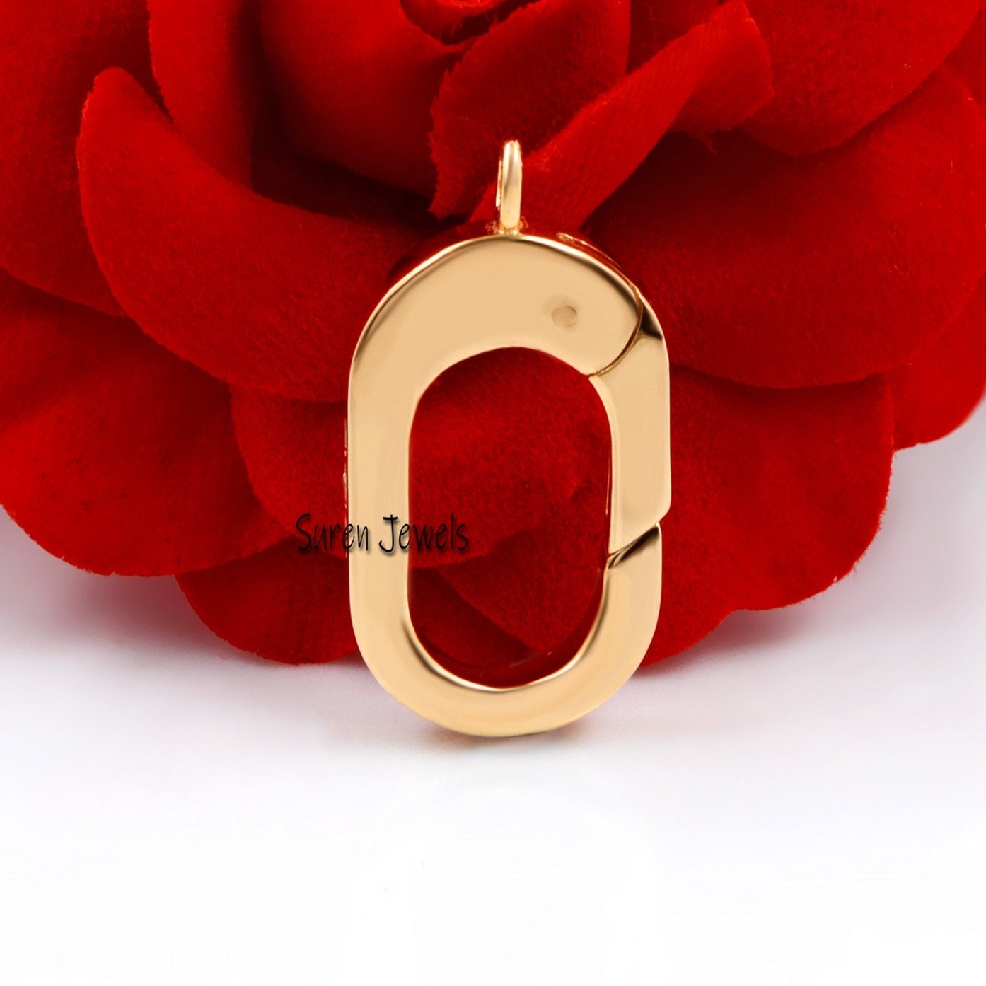 Diamond Oval Charm Lock: Pave Charm Holder Pendant - Suren Jewels | SKU: SJP779-