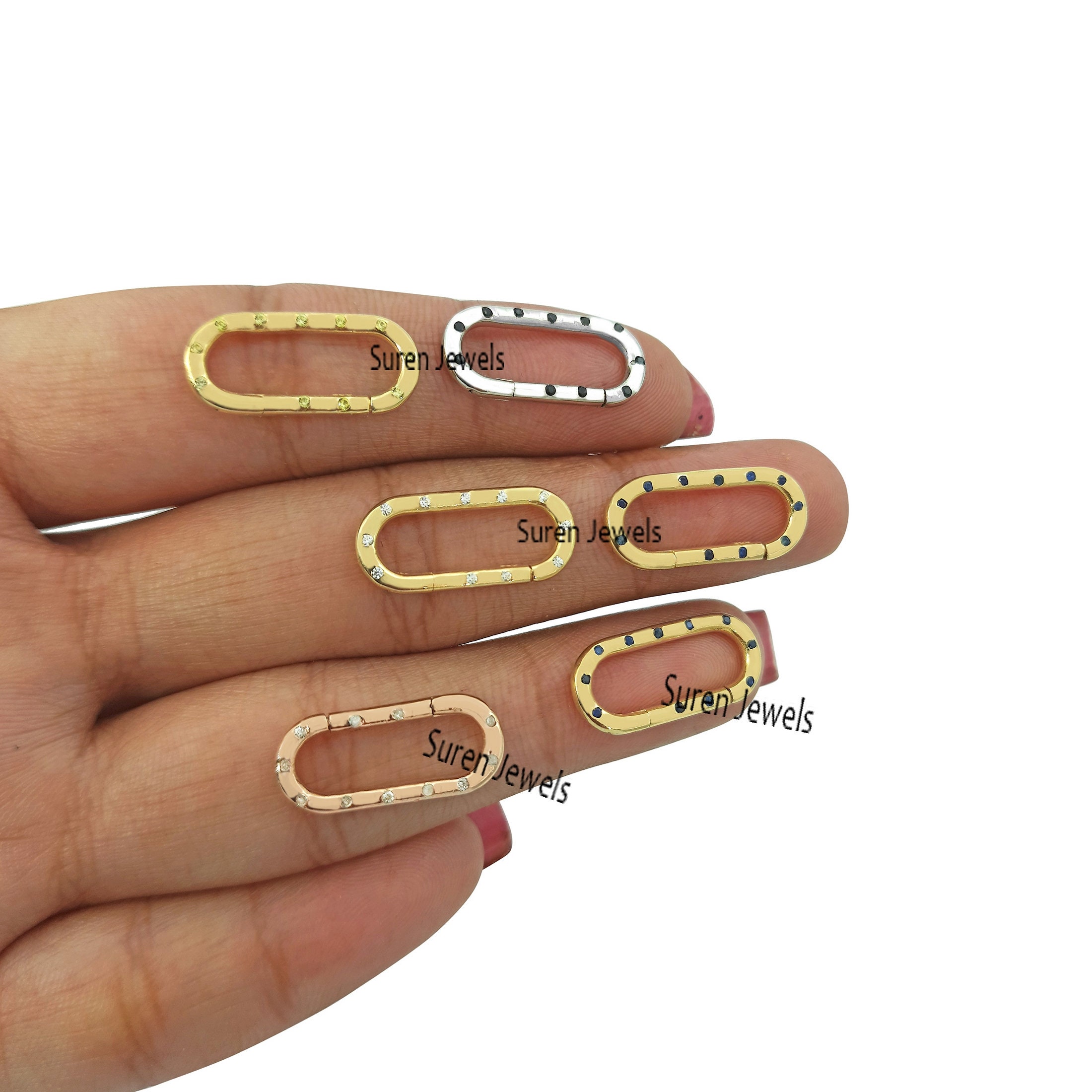 14K Gold Charm Holder Lock: Yellow Sapphire Connector - View 6 - Suren Jewels | SKU: SJP575-SLRGDI