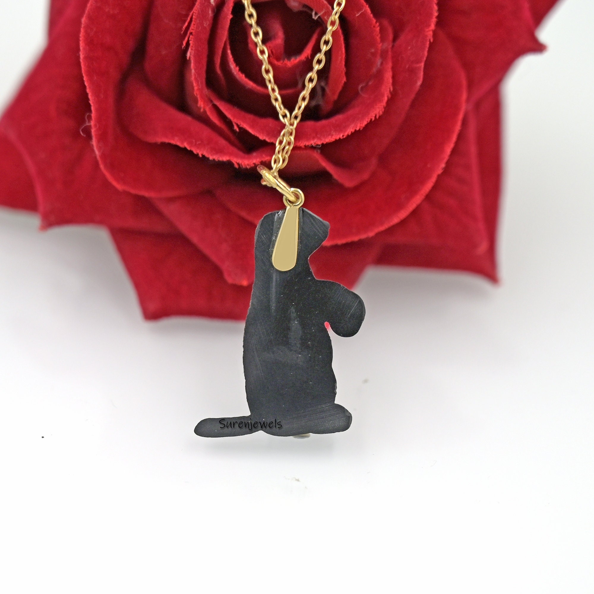 Handmade Carved Gemstone Penguin Pendant: Designer Charm - View 4 - Suren Jewels | SKU: SJP3065-SLRHLPZ-35M