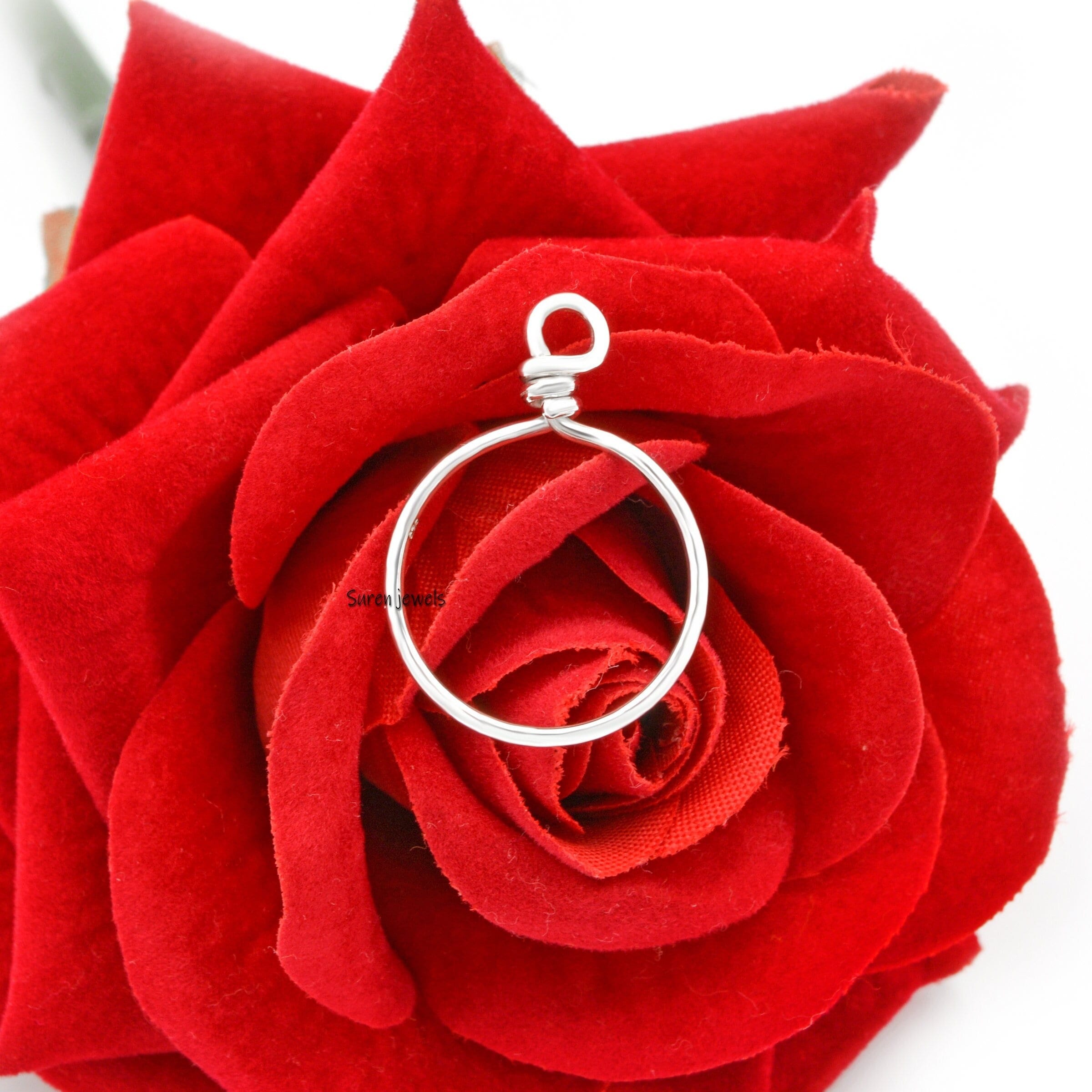 925 Silver Charm Holder Pendant: Carabiner Connector Link - View 3 - Suren Jewels | SKU: SJP917-SLNS-20M