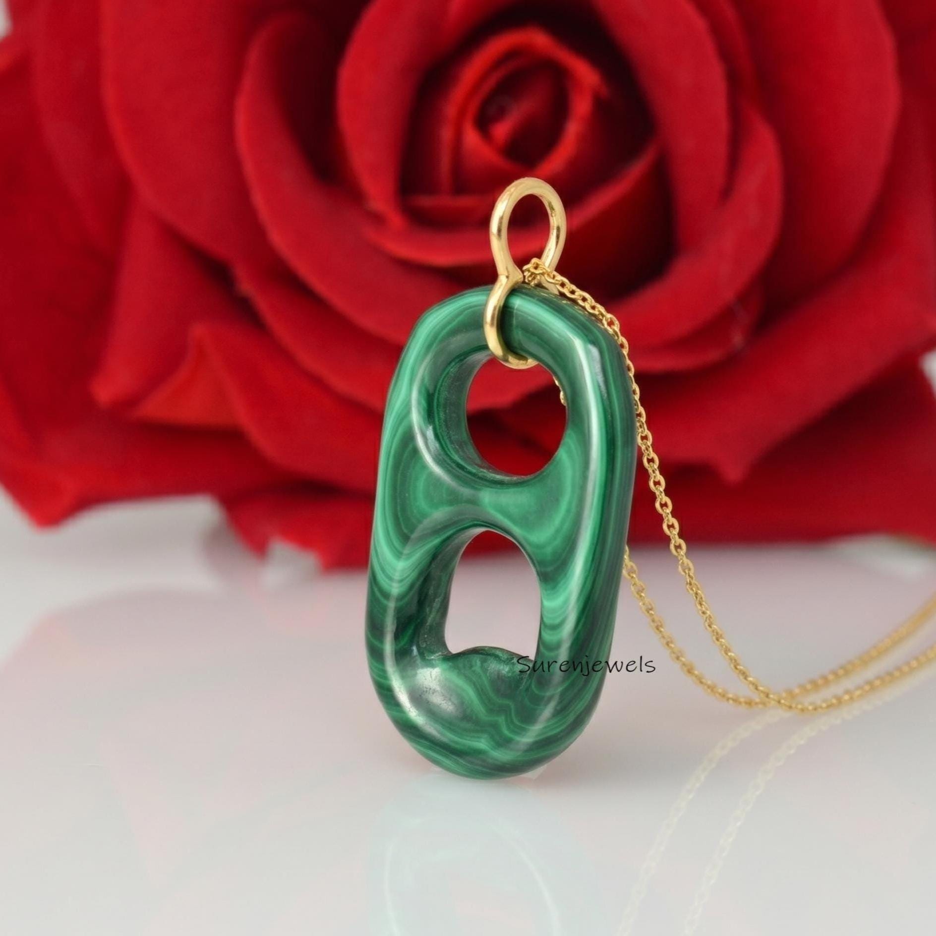 925 Silver Gemstone Soda Pull Tab Pendant: Carved Mariner Link Charm - View 6 - Suren Jewels | SKU: SJP1622