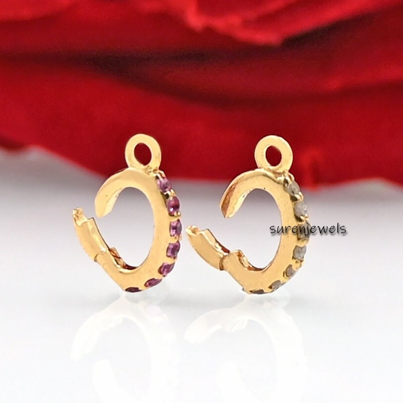14K Gold Diamond Charm Lock: Enhancer Pendant Clasp - View 2 - Suren Jewels | SKU: SJP1462-SLYGDI